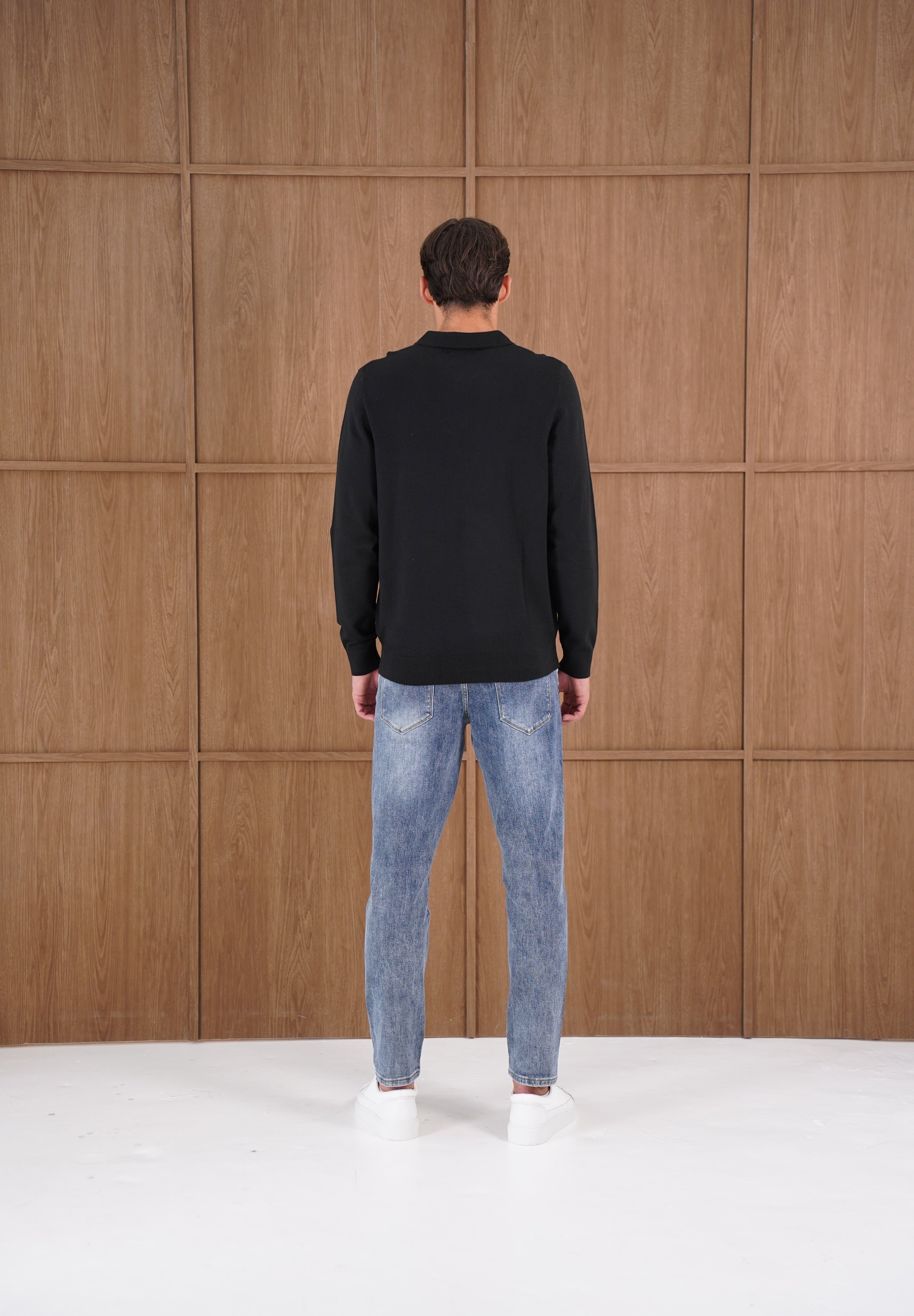 Capo James Button Up LS Polo Shirt - Black