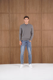 Capo James Button Up LS Polo Shirt - Charcoal