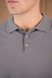 Capo James Button Up LS Polo Shirt - Charcoal