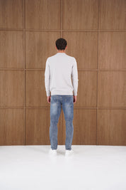 Capo Finn Woven Panel Knit LS Polo Shirt - Grey