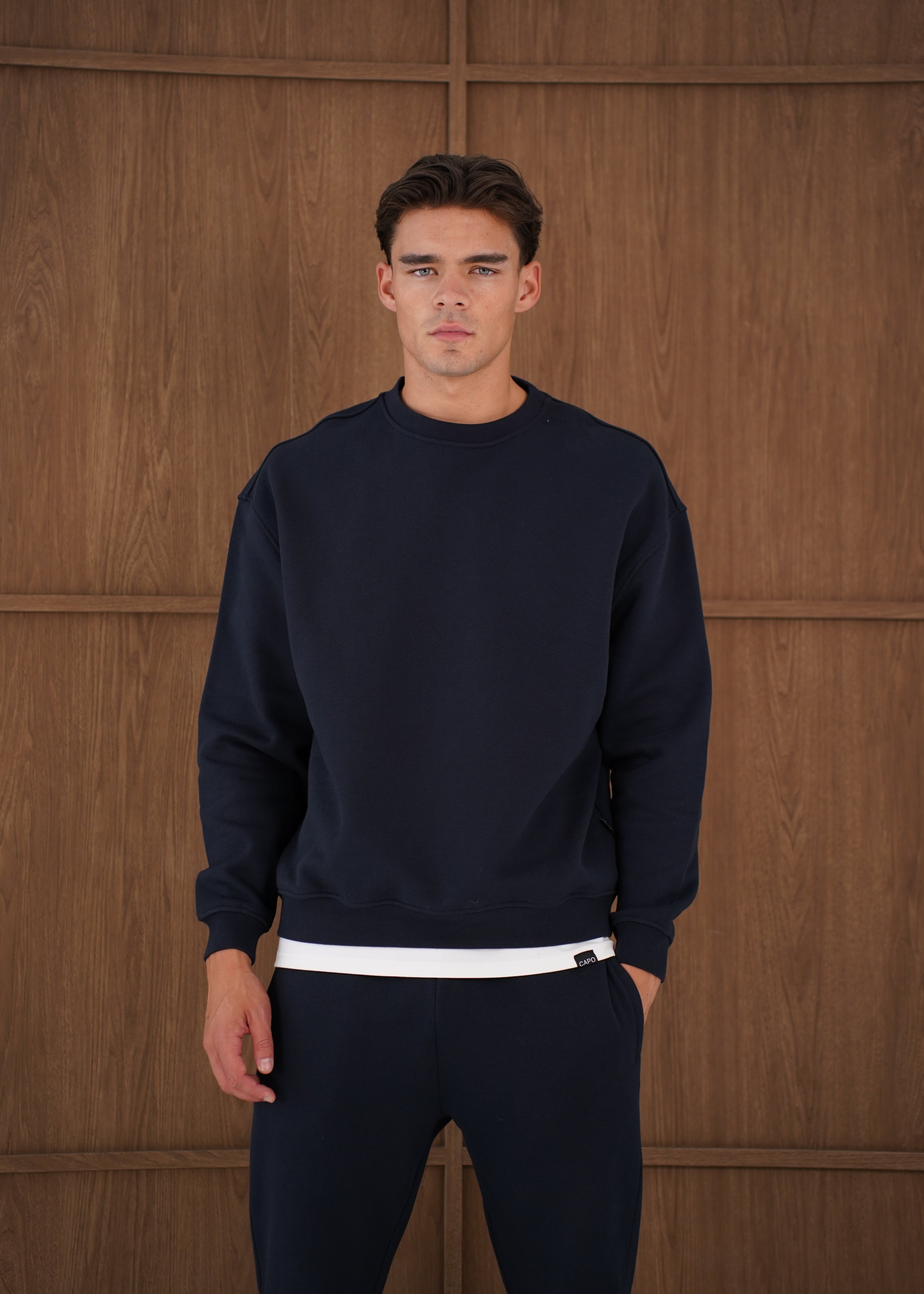 Capo Heavyweight Crew Neck Sweater - Navy