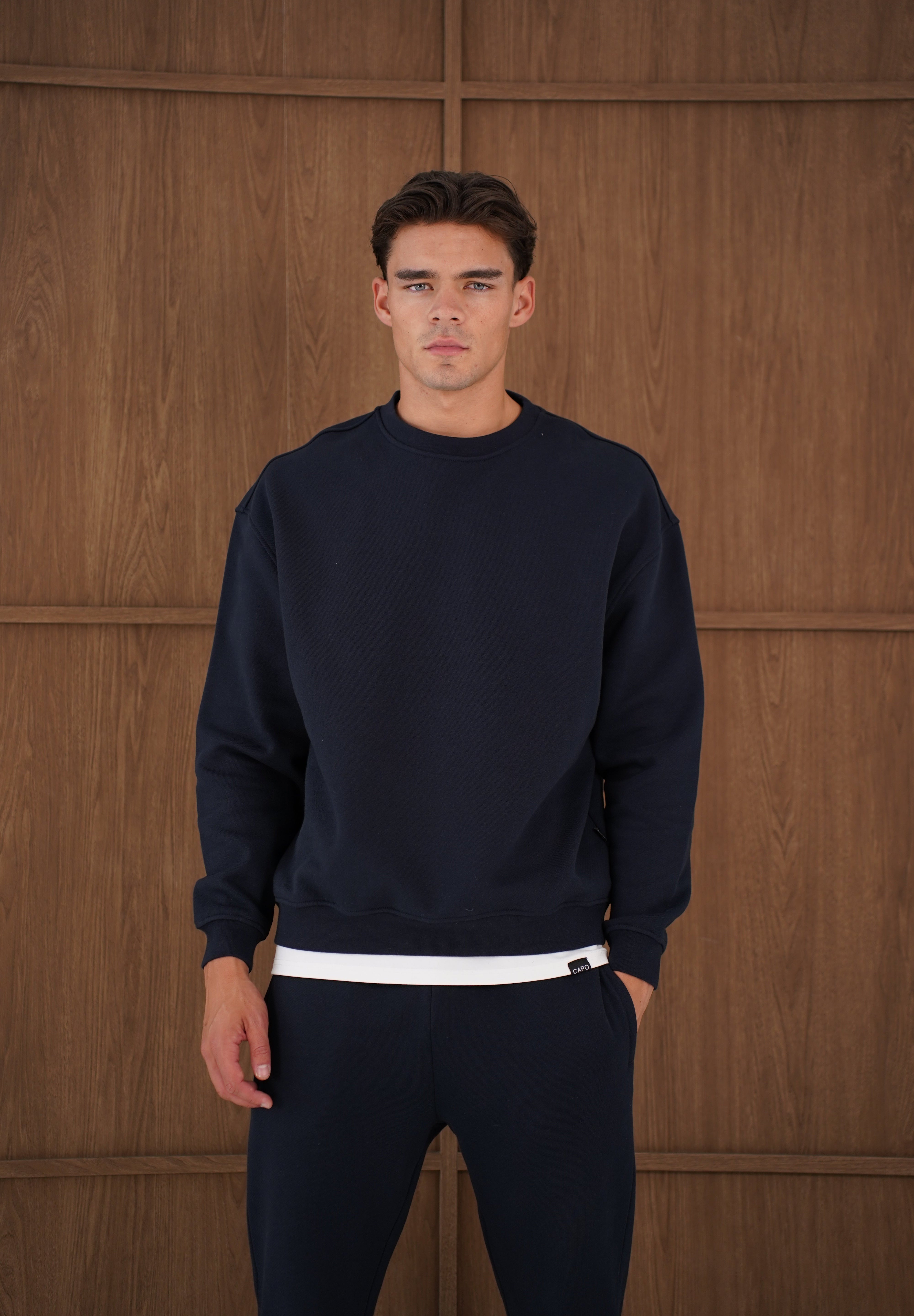 Capo Heavyweight Crew Neck Sweater - Navy