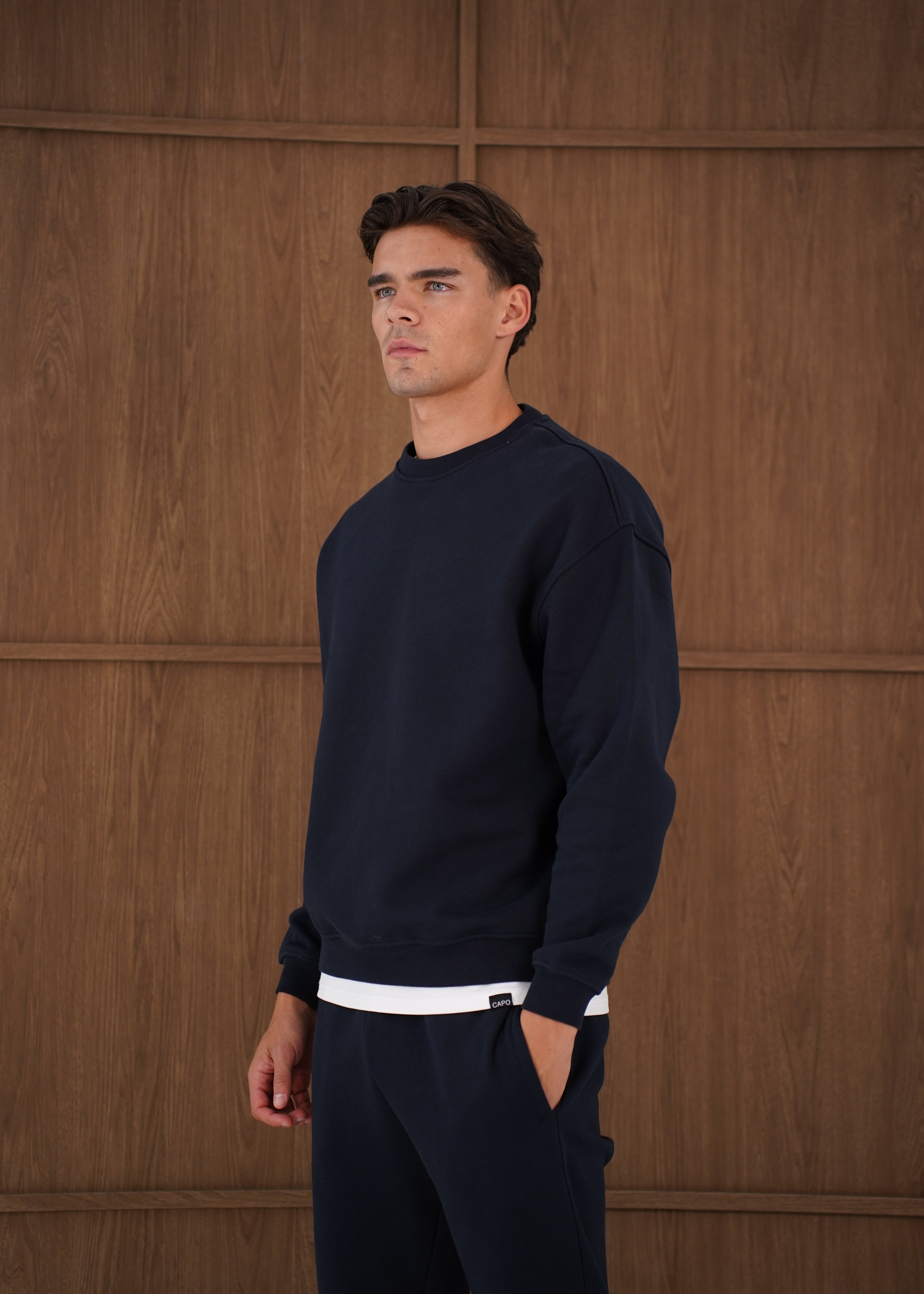 Capo Heavyweight Crew Neck Sweater - Navy