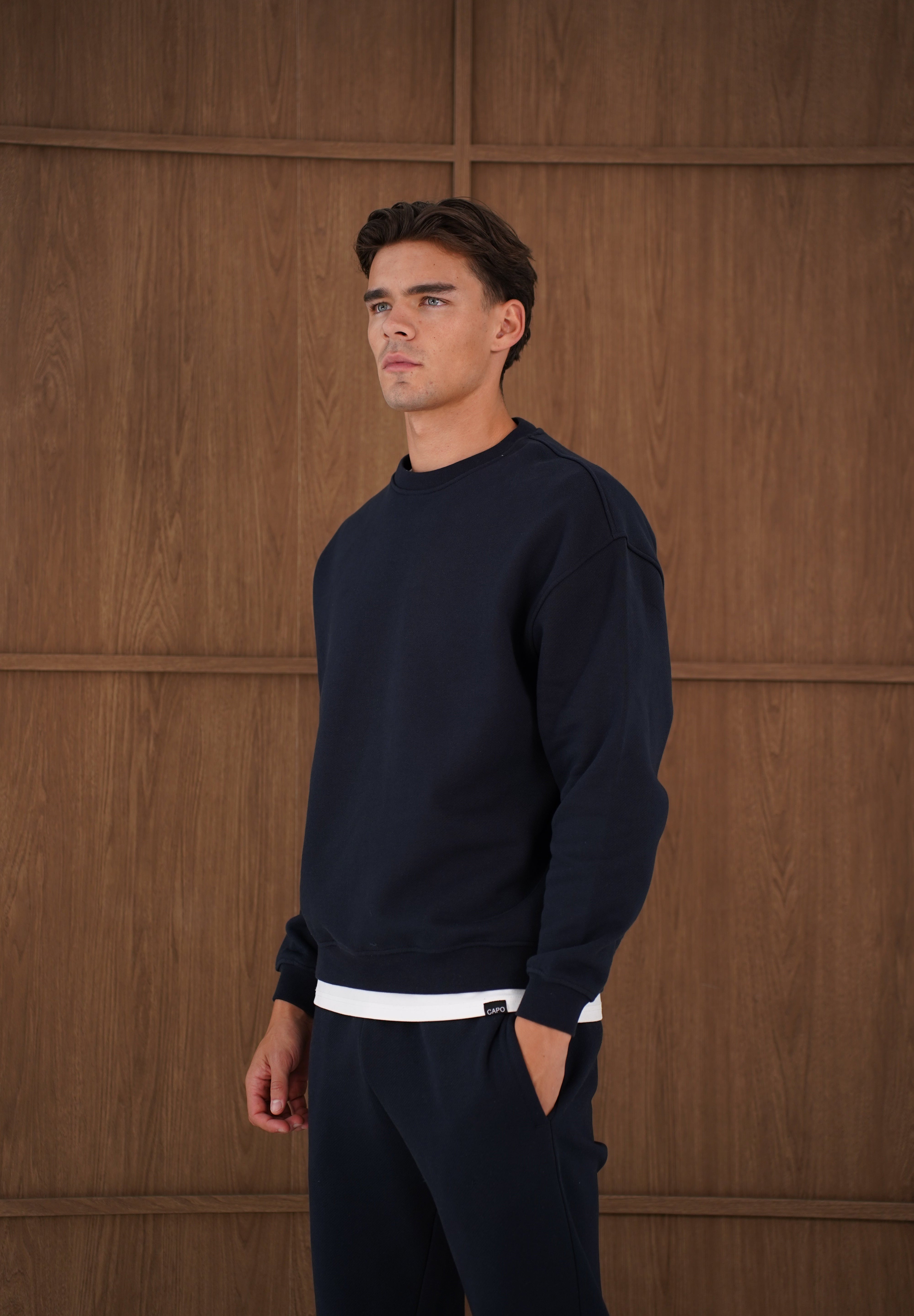 Capo Heavyweight Crew Neck Sweater - Navy