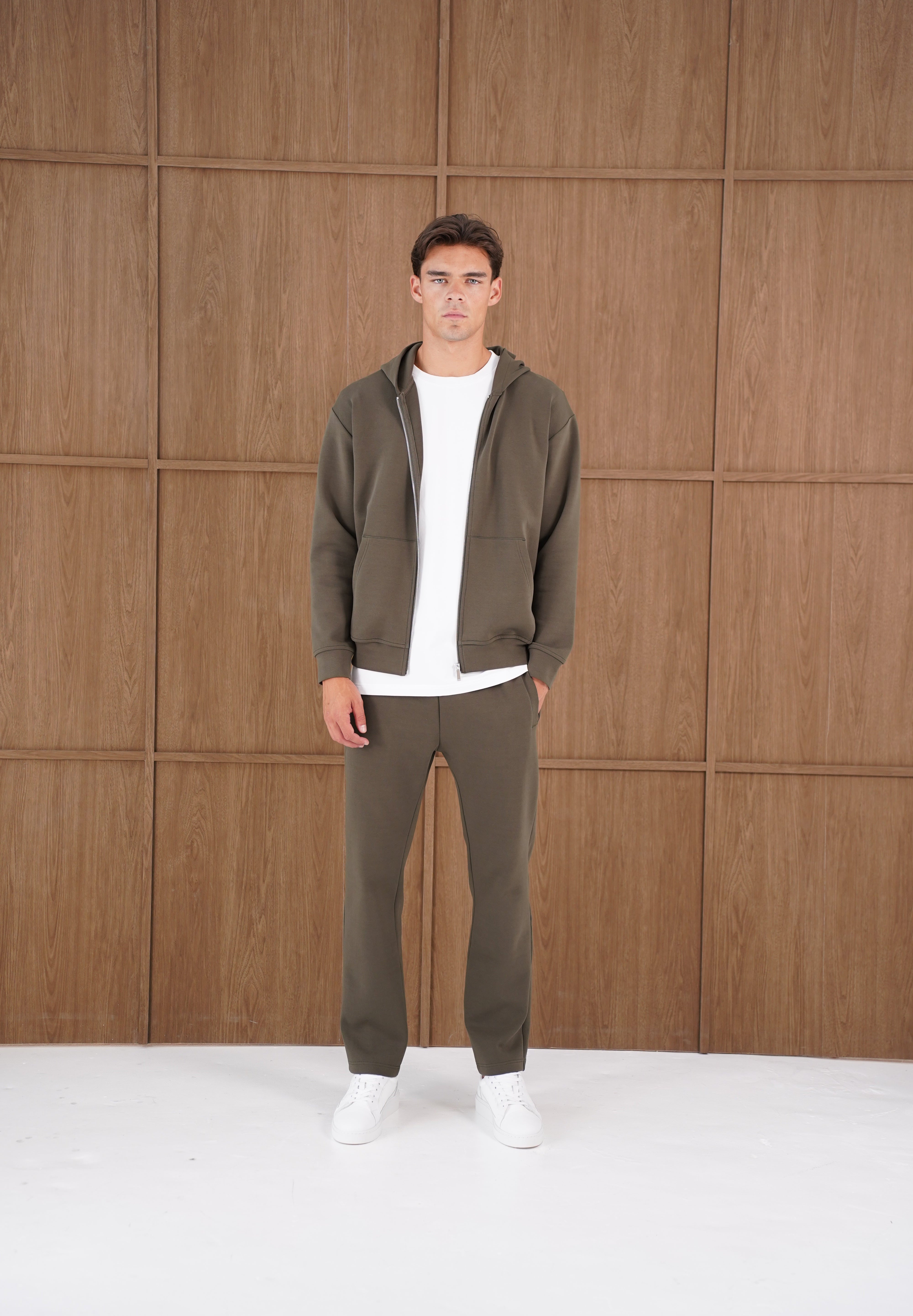 Capo Toby  Zip Through Hoodie - Dark Olive