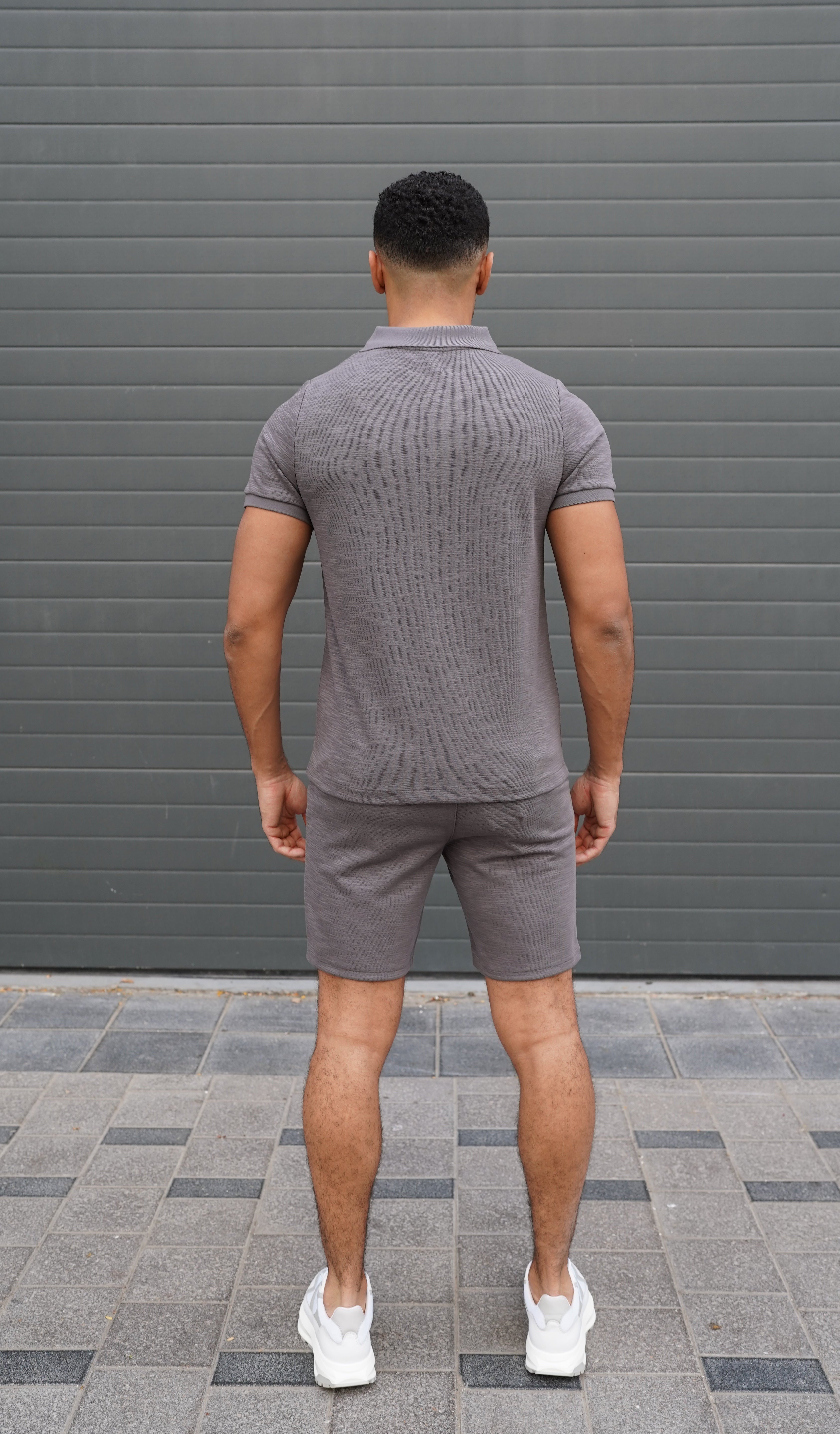 Capo Jersey Slub Cuban Polo Shirt - Charcoal