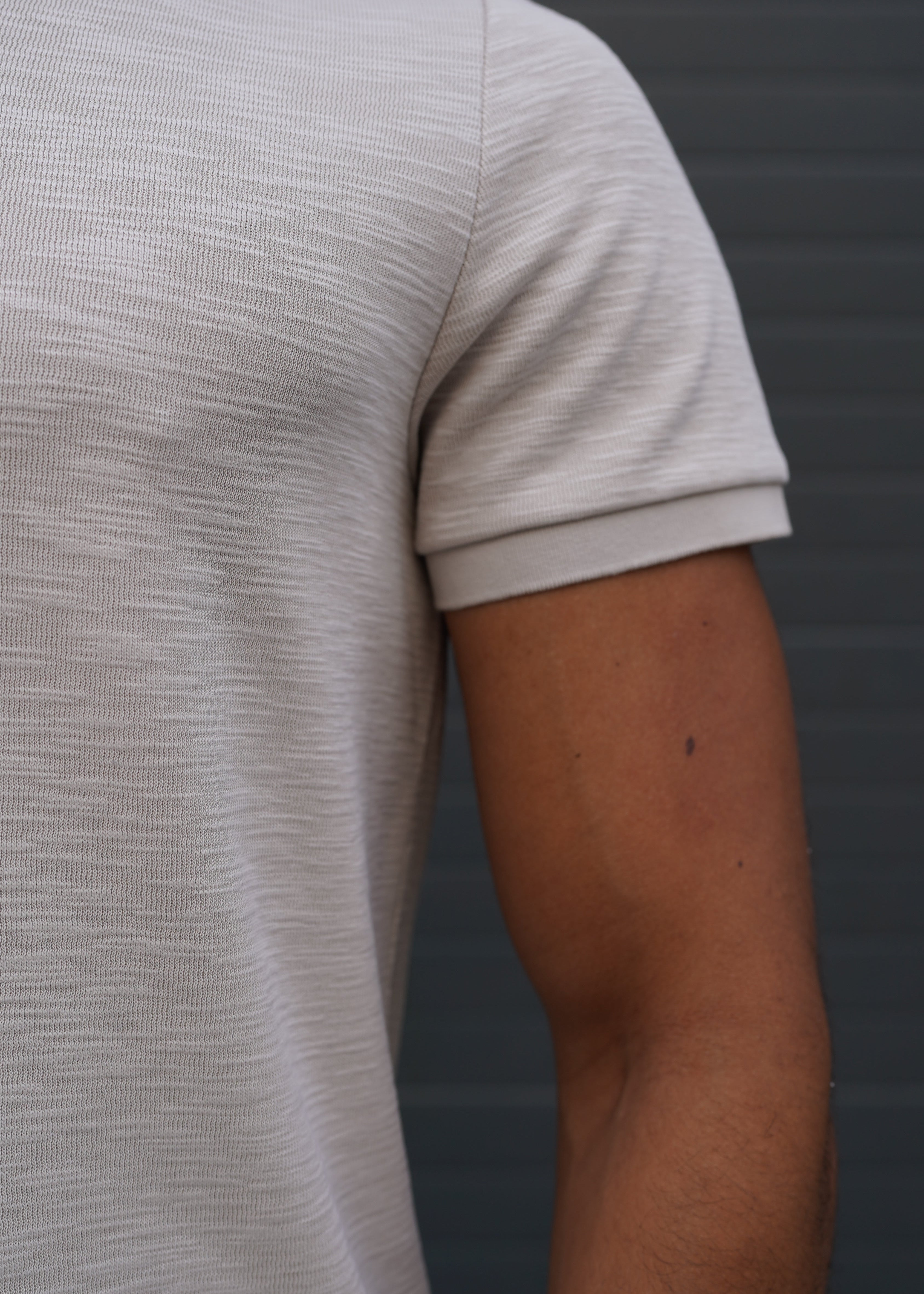Capo Jersey Slub Cuban Polo Shirt - Stone Grey