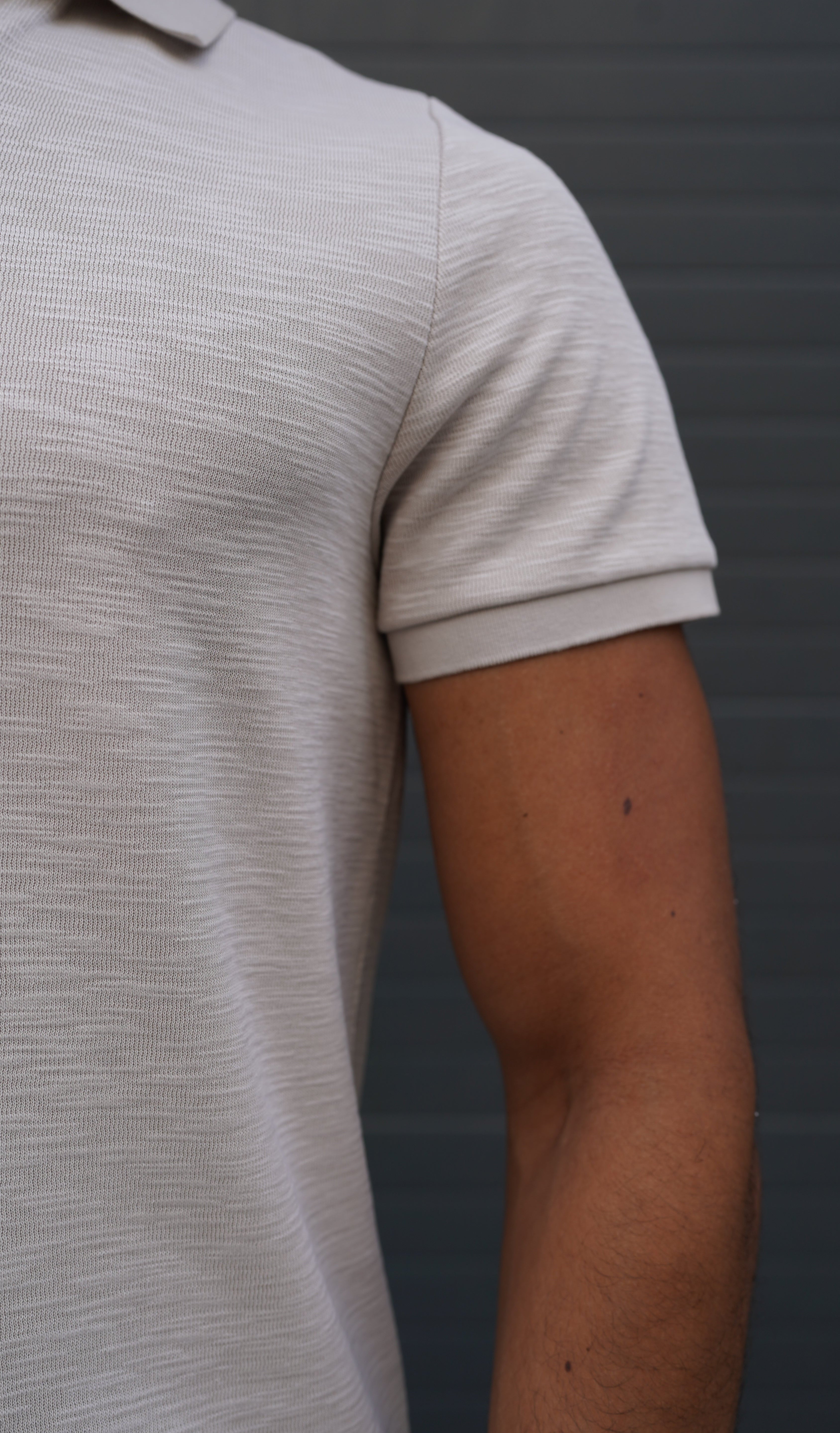 Capo Jersey Slub Cuban Polo Shirt - Stone Grey