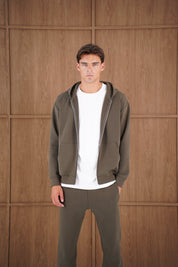 Capo Toby  Zip Through Hoodie - Dark Olive