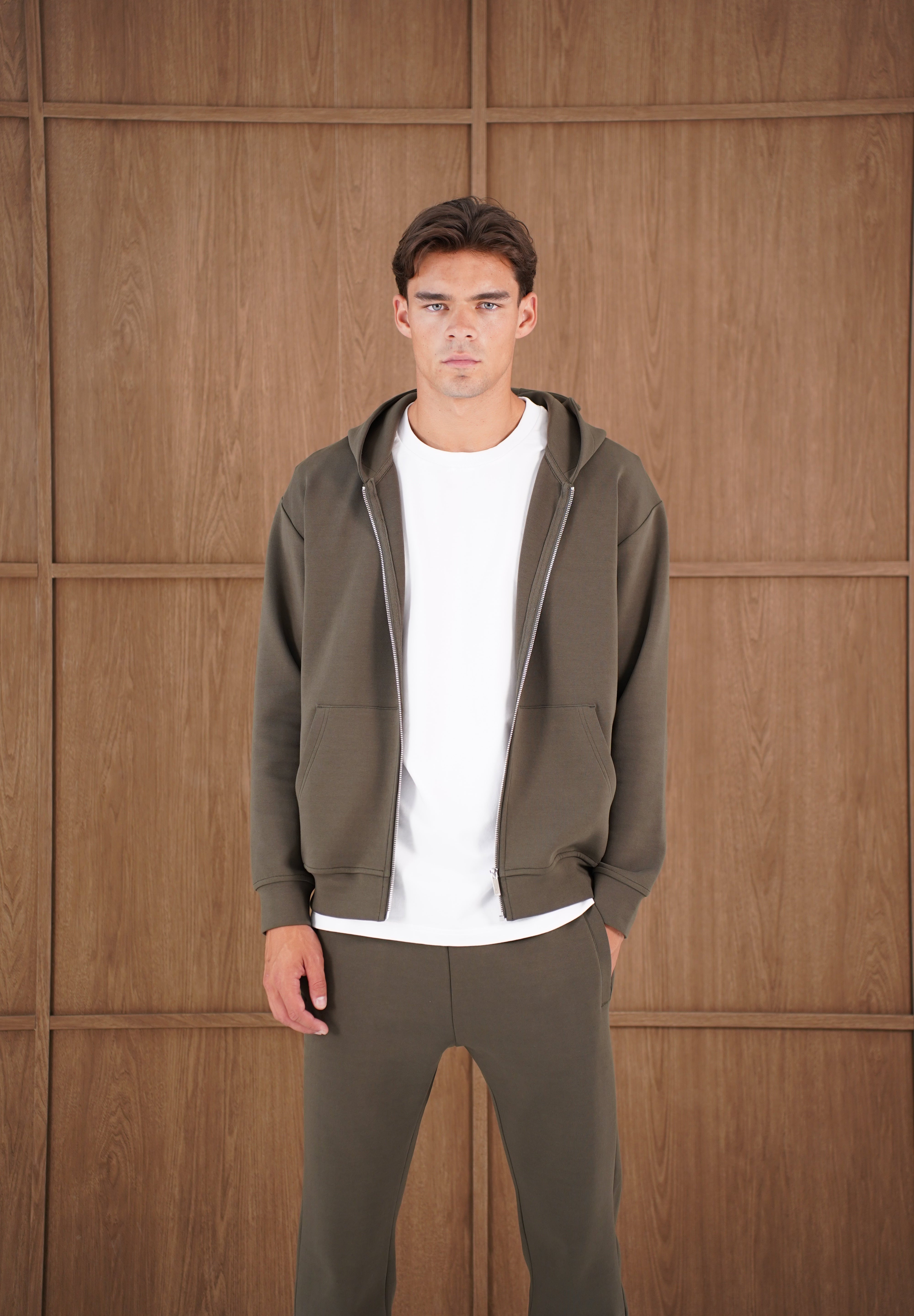 Capo Toby  Zip Through Hoodie - Dark Olive