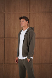 Capo Toby  Zip Through Hoodie - Dark Olive