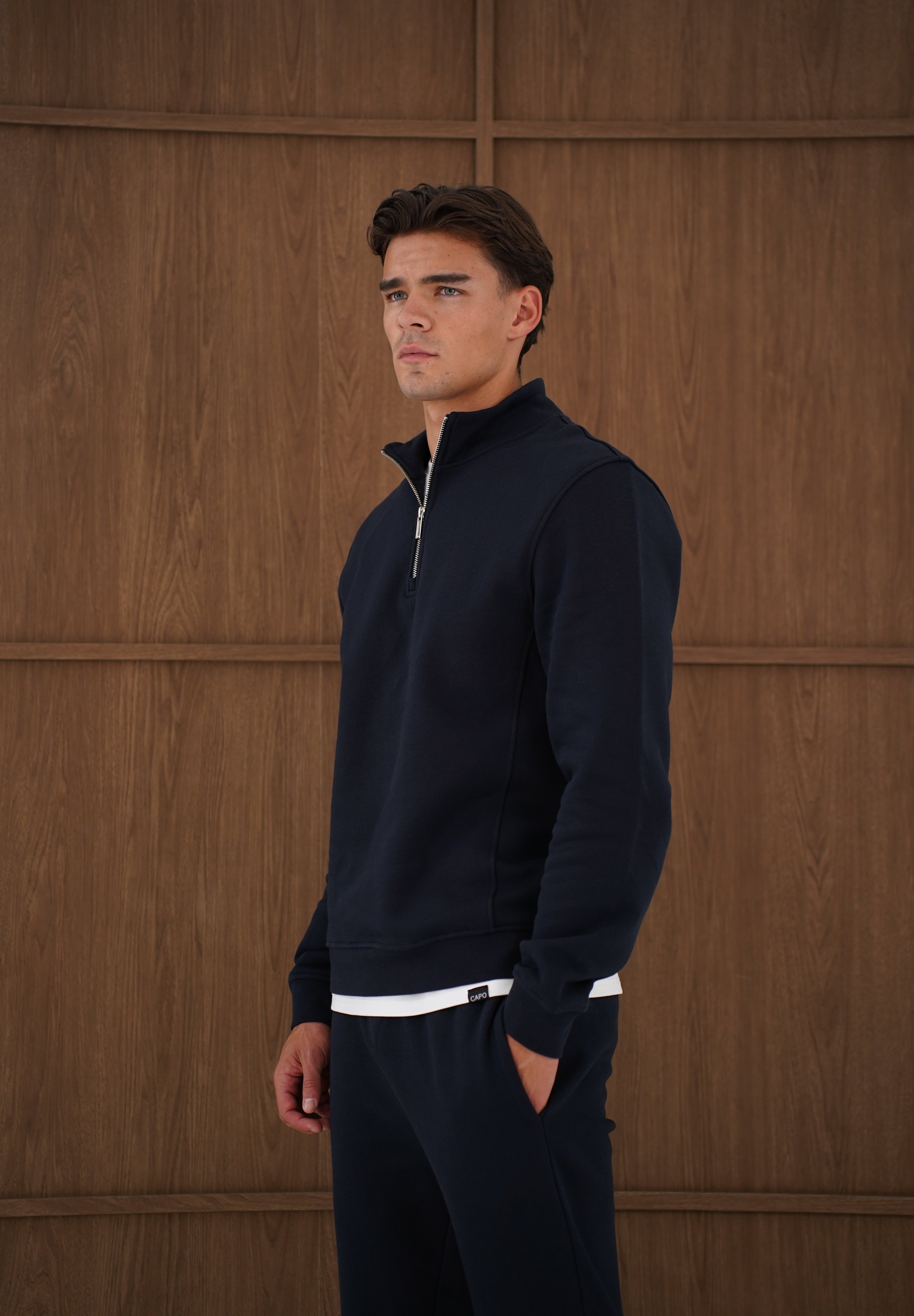 Capo Heavyweight 1/4 Zip Sweatshirt - Navy