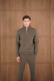 Capo Toby 1/4 Zip Sweatshirt  - Dark Olive