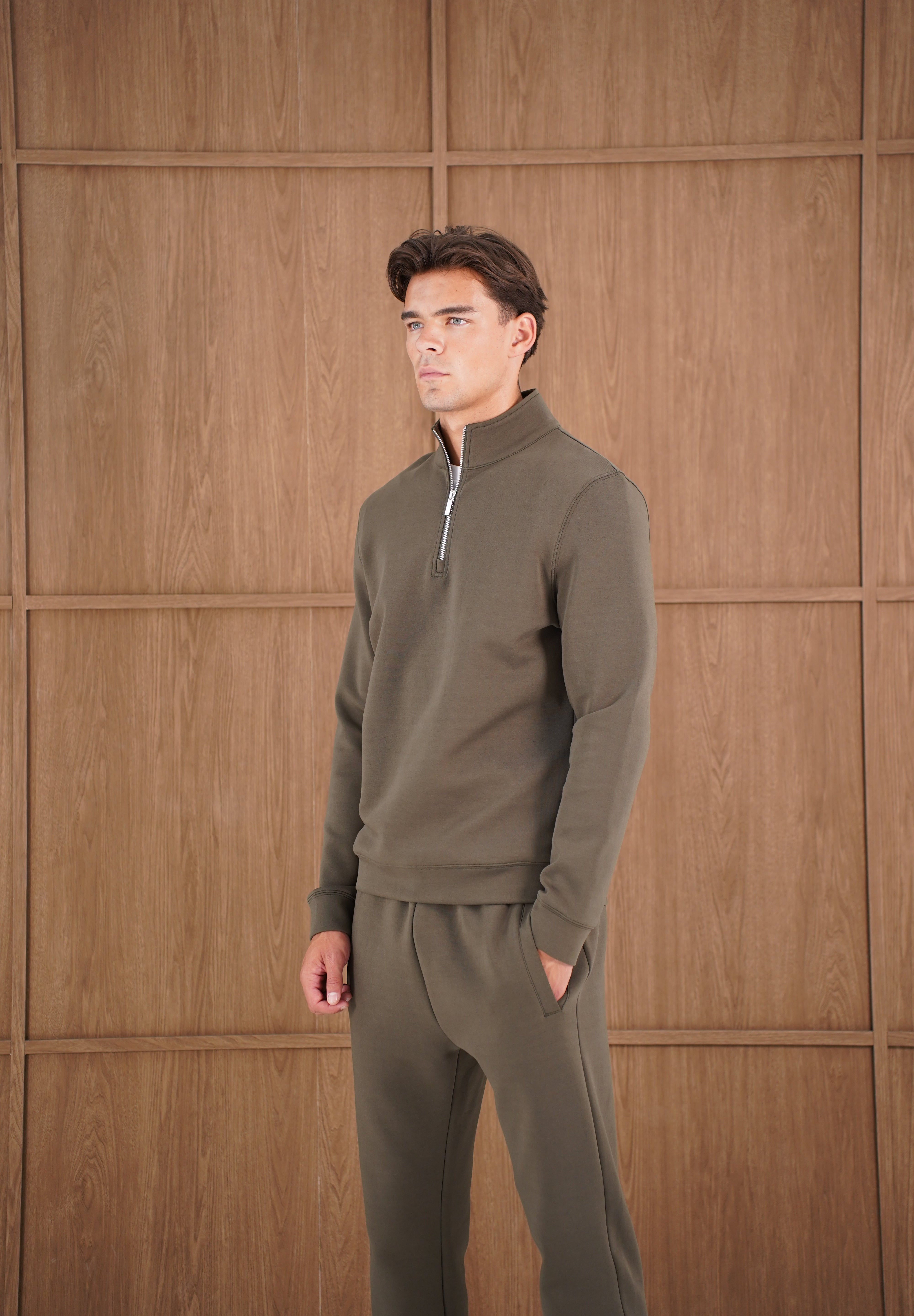 Capo Toby 1/4 Zip Sweatshirt  - Dark Olive