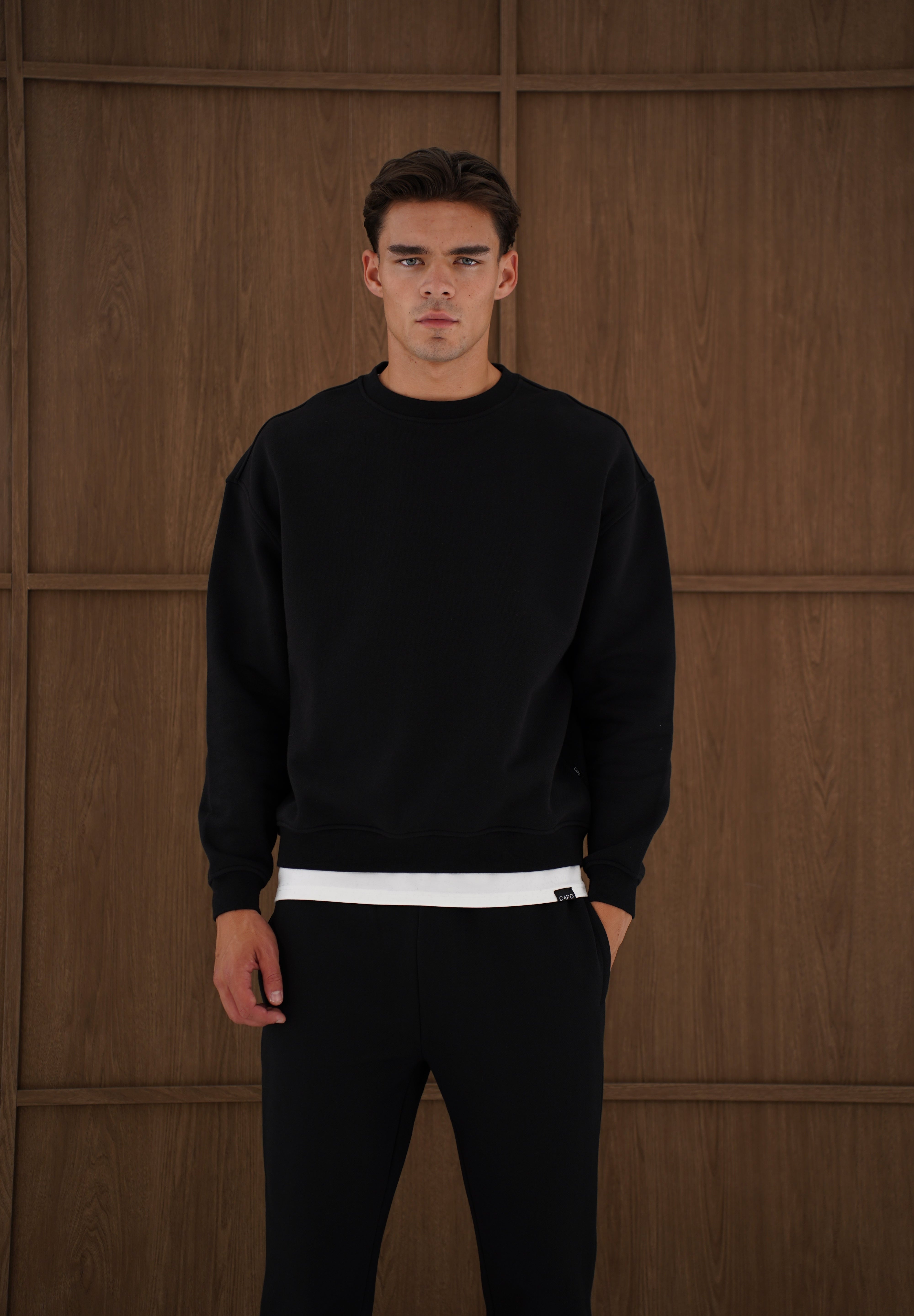 Capo Heavyweight Crew Neck Sweater - Black