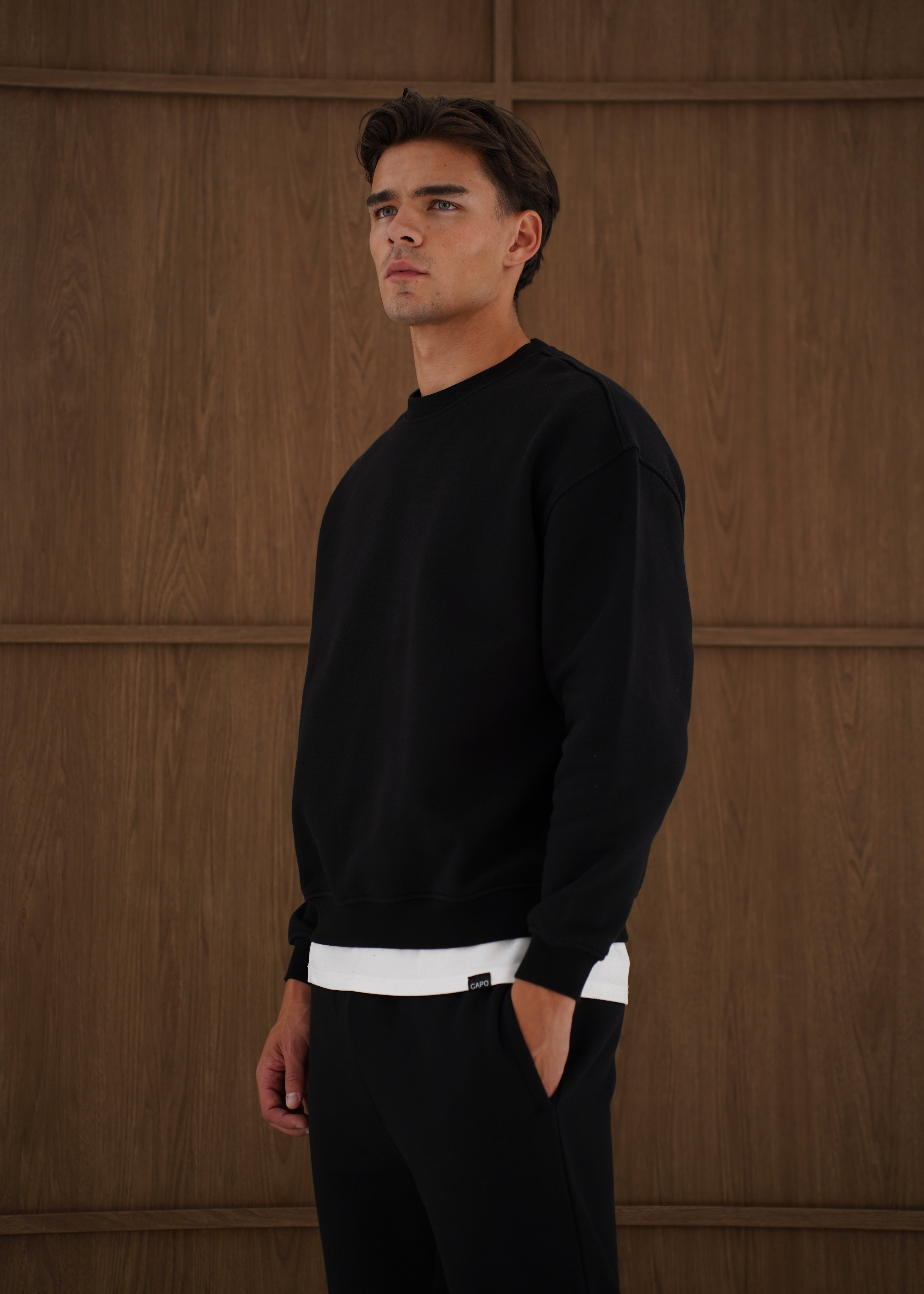 Capo Heavyweight Crew Neck Sweater - Black