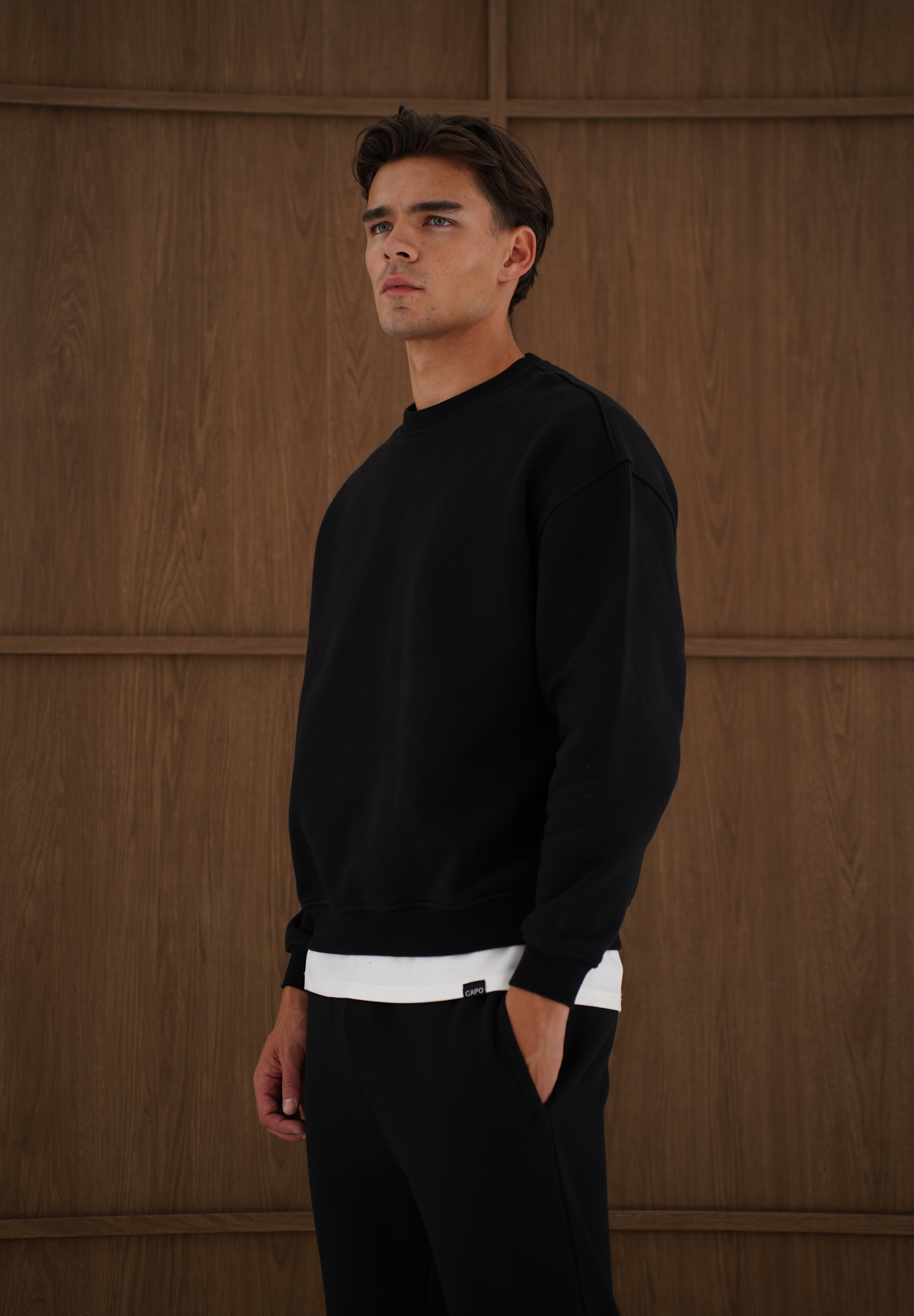 Capo Heavyweight Crew Neck Sweater - Black