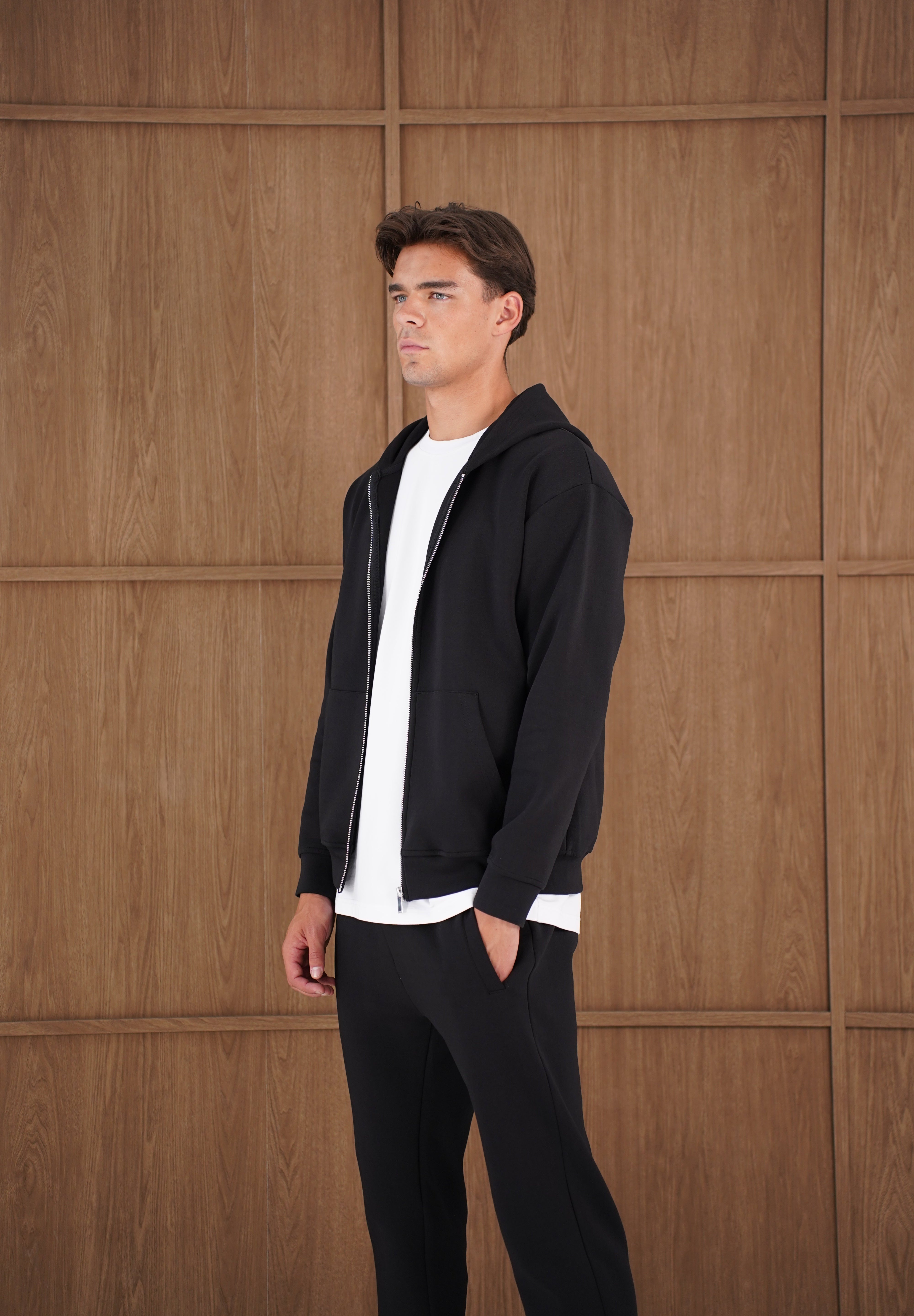 Capo Toby Zip Through Hoodie - Black