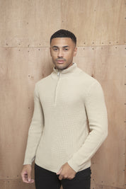 Capo Ribbed 1/4 Zip Jumper - Stone