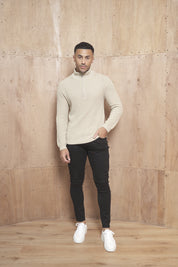 Capo Ribbed 1/4 Zip Jumper - Stone