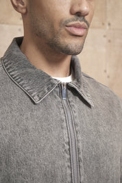 Capo Washed Zip Denim Jacket - Washed Black