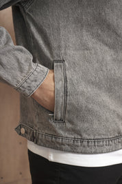 Capo Washed Zip Denim Jacket - Washed Black