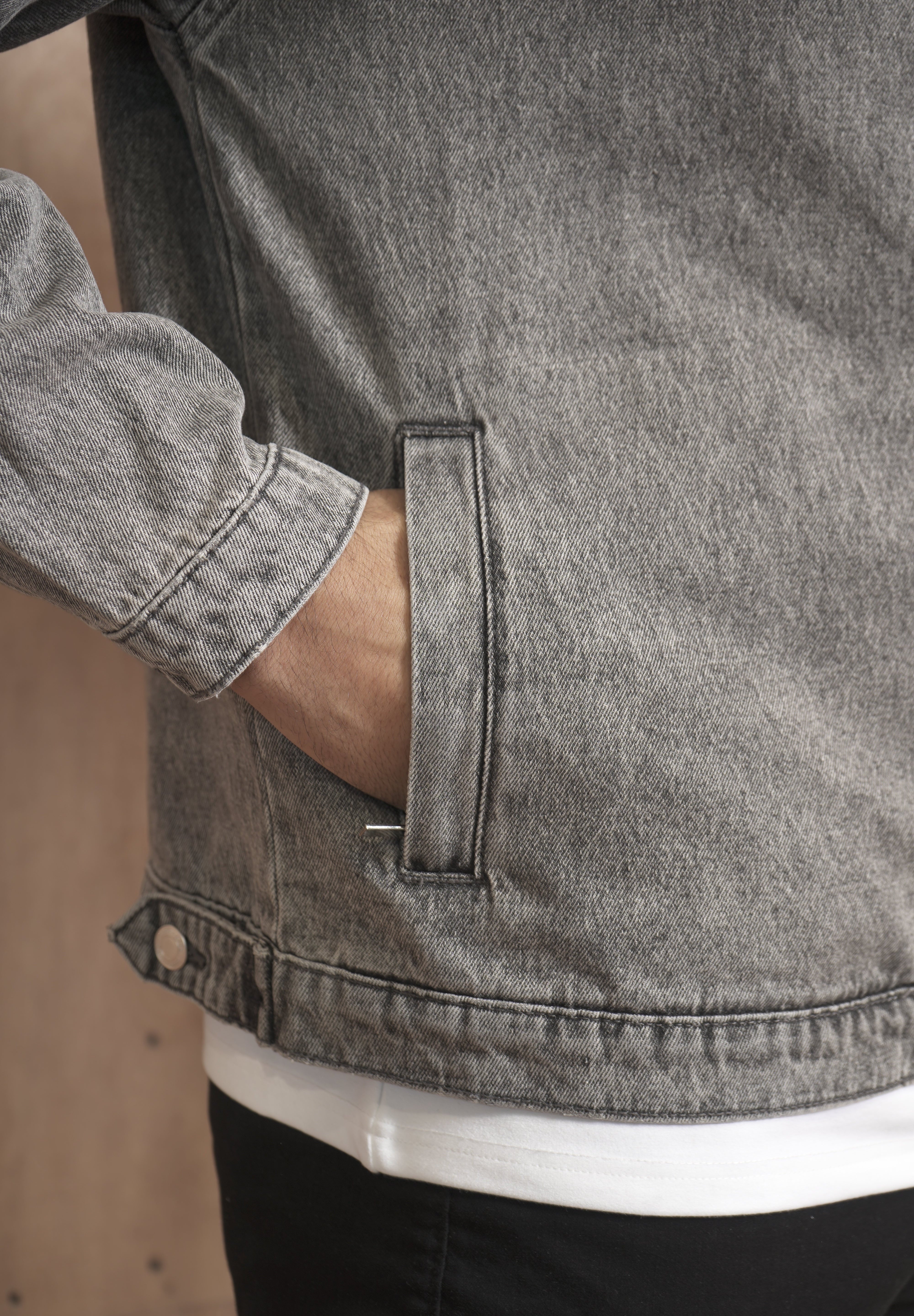 Capo Washed Zip Denim Jacket - Washed Black
