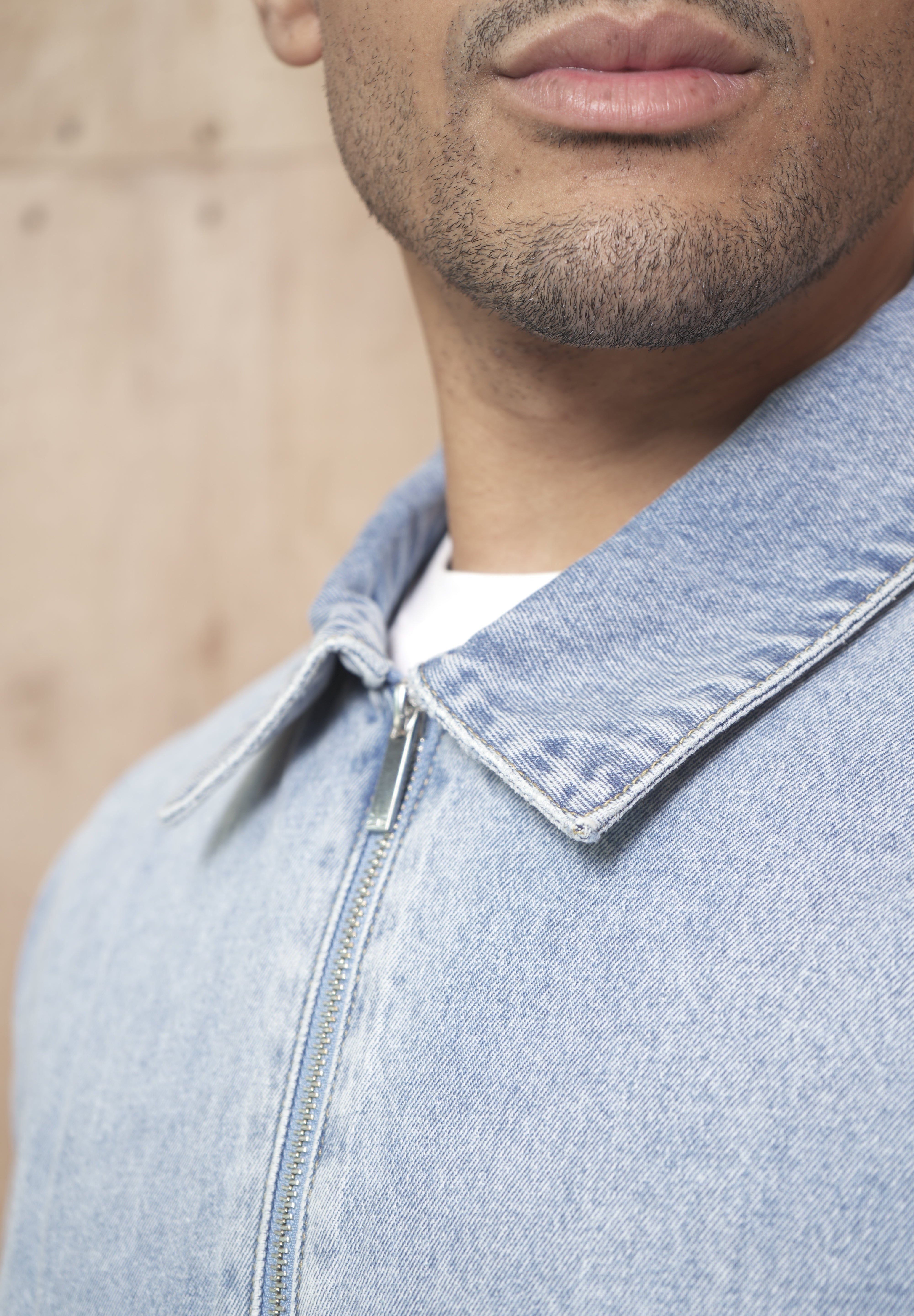 Capo Washed Zip Denim Jacket - Blue