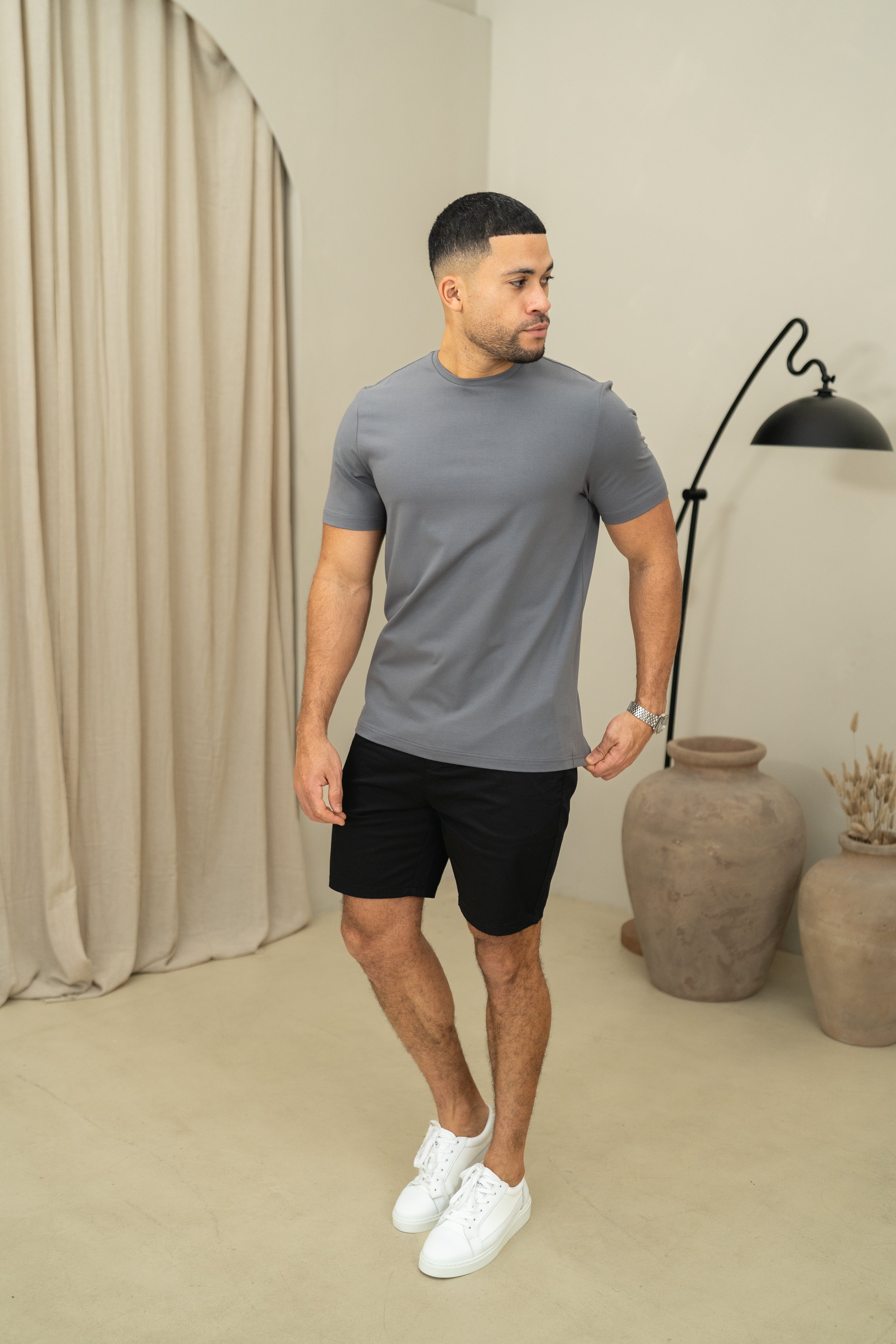 Capo Crew Neck Every Day Cotton T-Shirt - Slate Grey