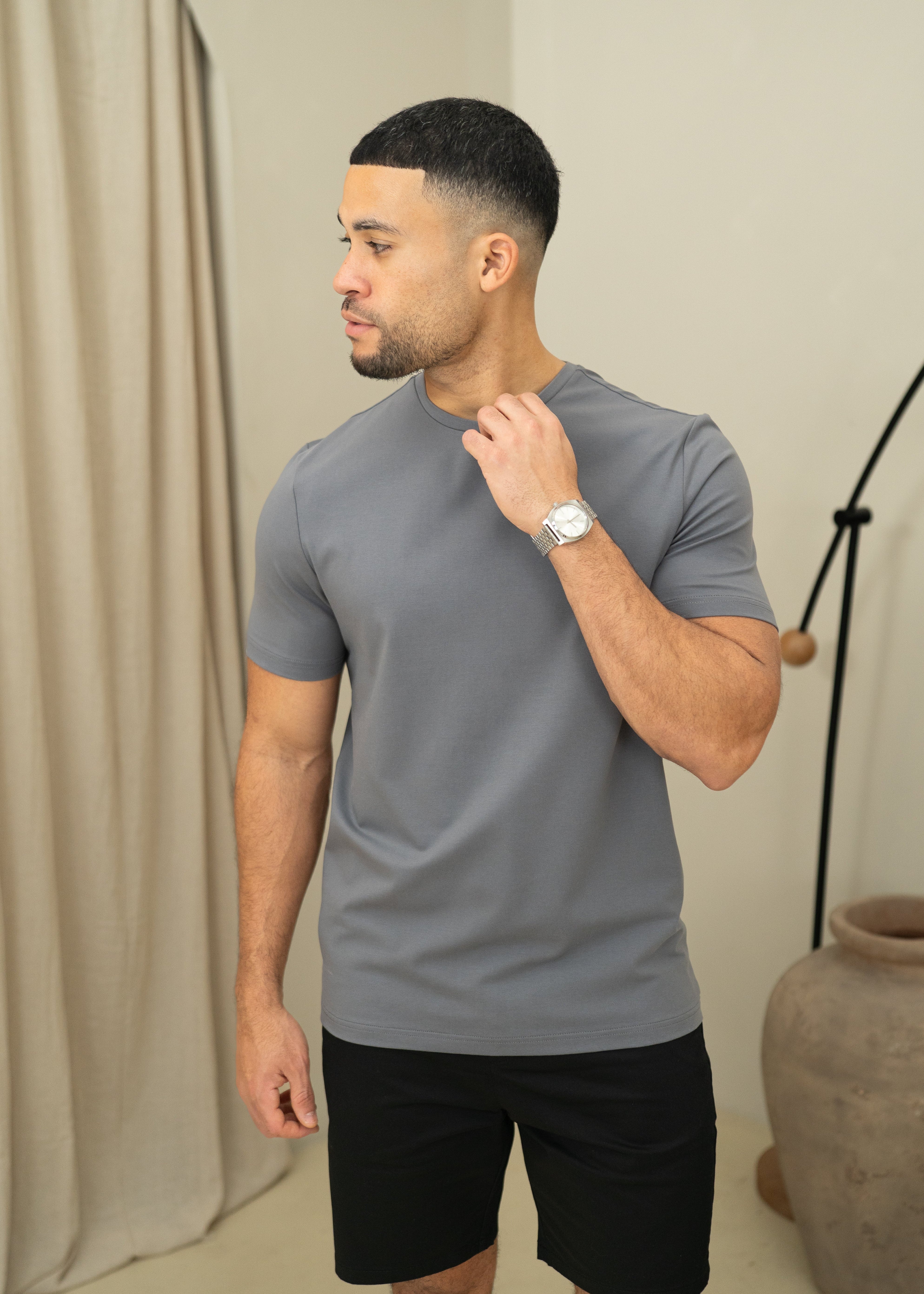 Capo Crew Neck Every Day Cotton T-Shirt - Slate Grey