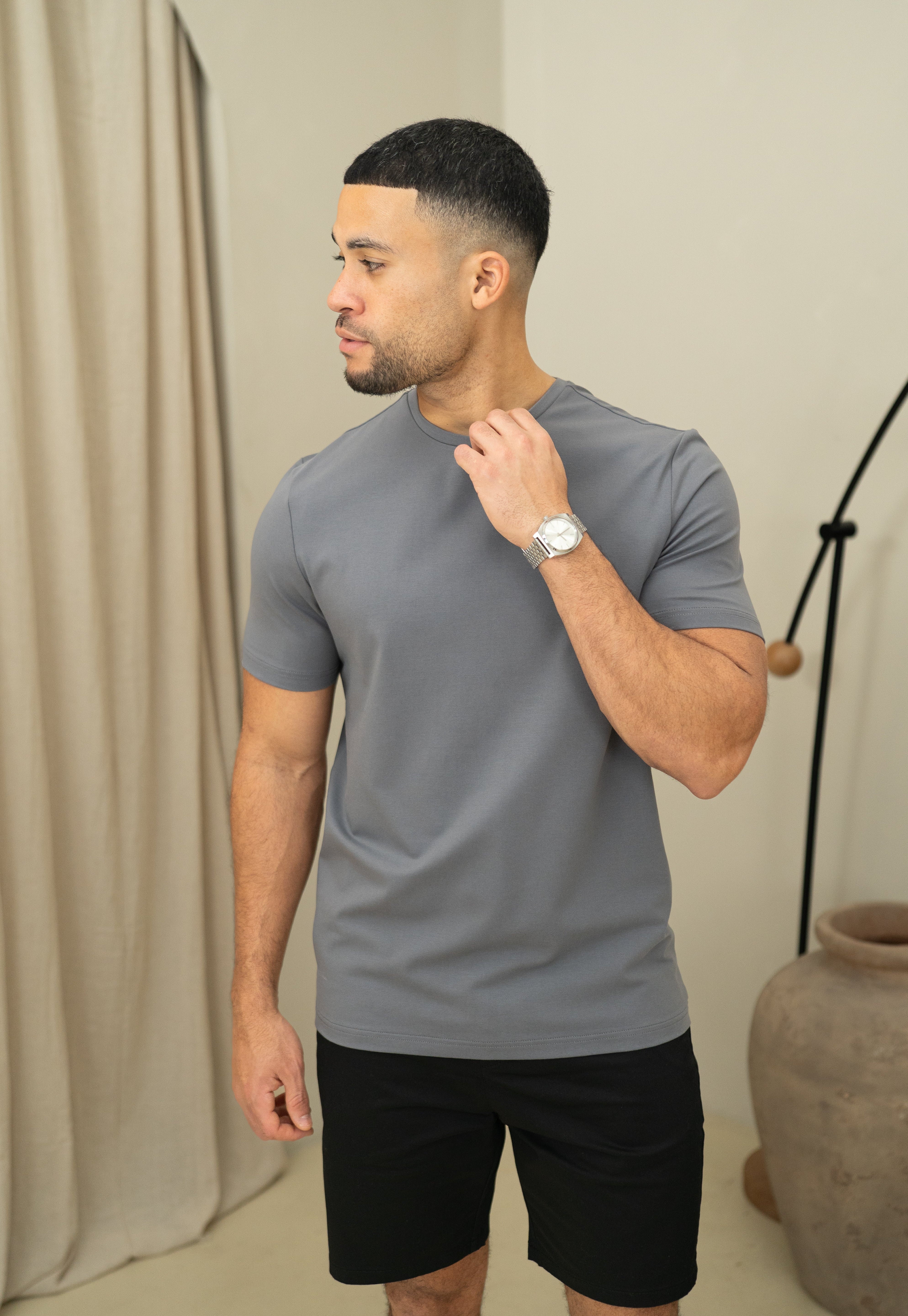 Capo Crew Neck Every Day Cotton T-Shirt - Slate Grey