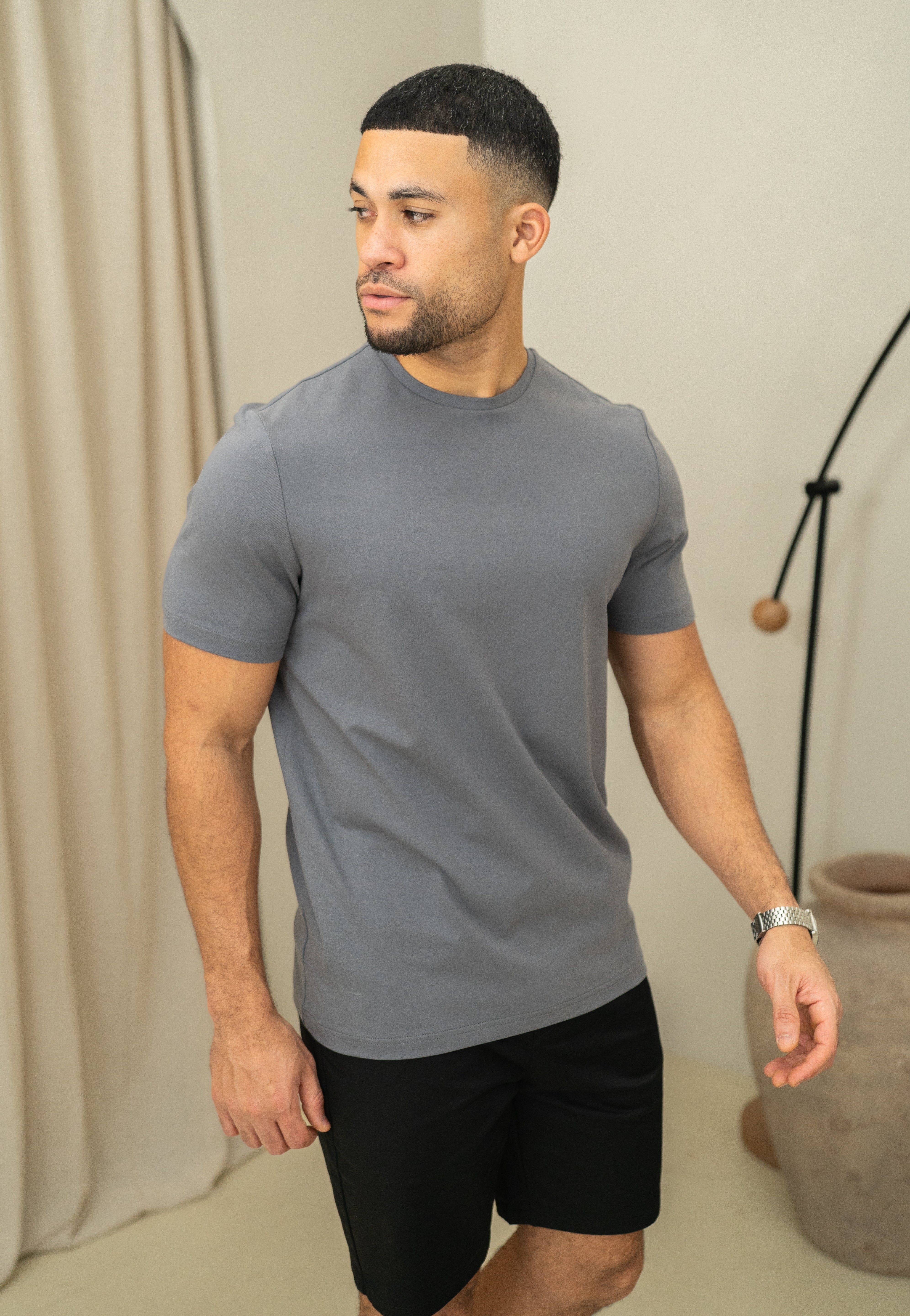 Capo Crew Neck Every Day Cotton T-Shirt - Slate Grey