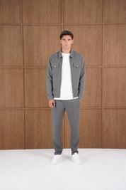 Capo Nick Zip Up Interlock Overshirt - Charcoal