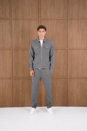 Capo Nick Zip Up Interlock Overshirt - Charcoal