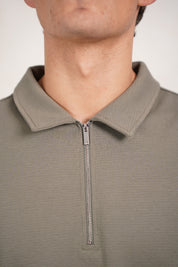 Capo Textured Zip Up Polo Shirt - Light Olive