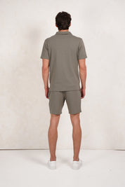 Capo Textured Zip Up Polo Shirt - Light Olive