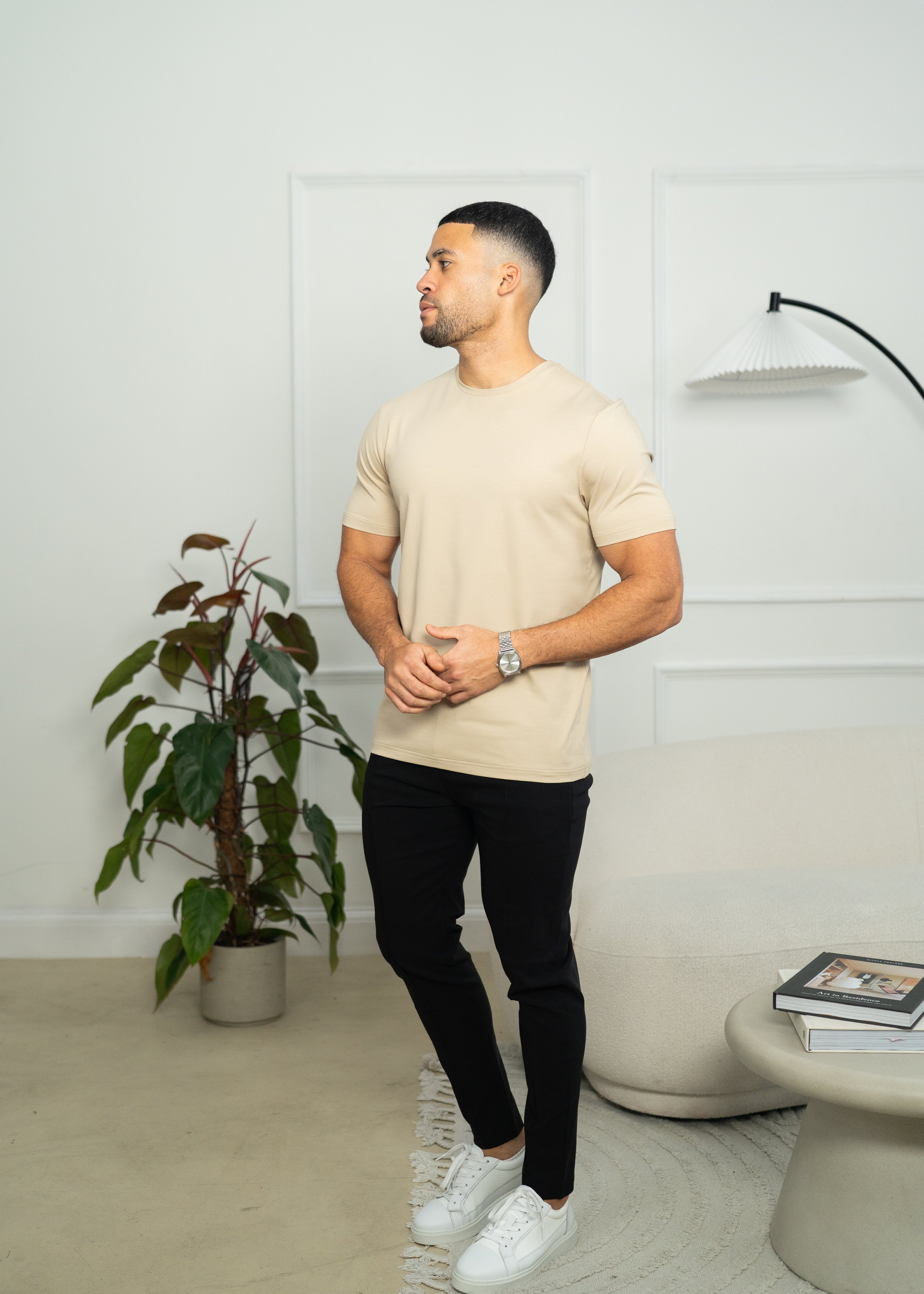 Capo Crew Neck Every Day Cotton T-Shirt - Stone