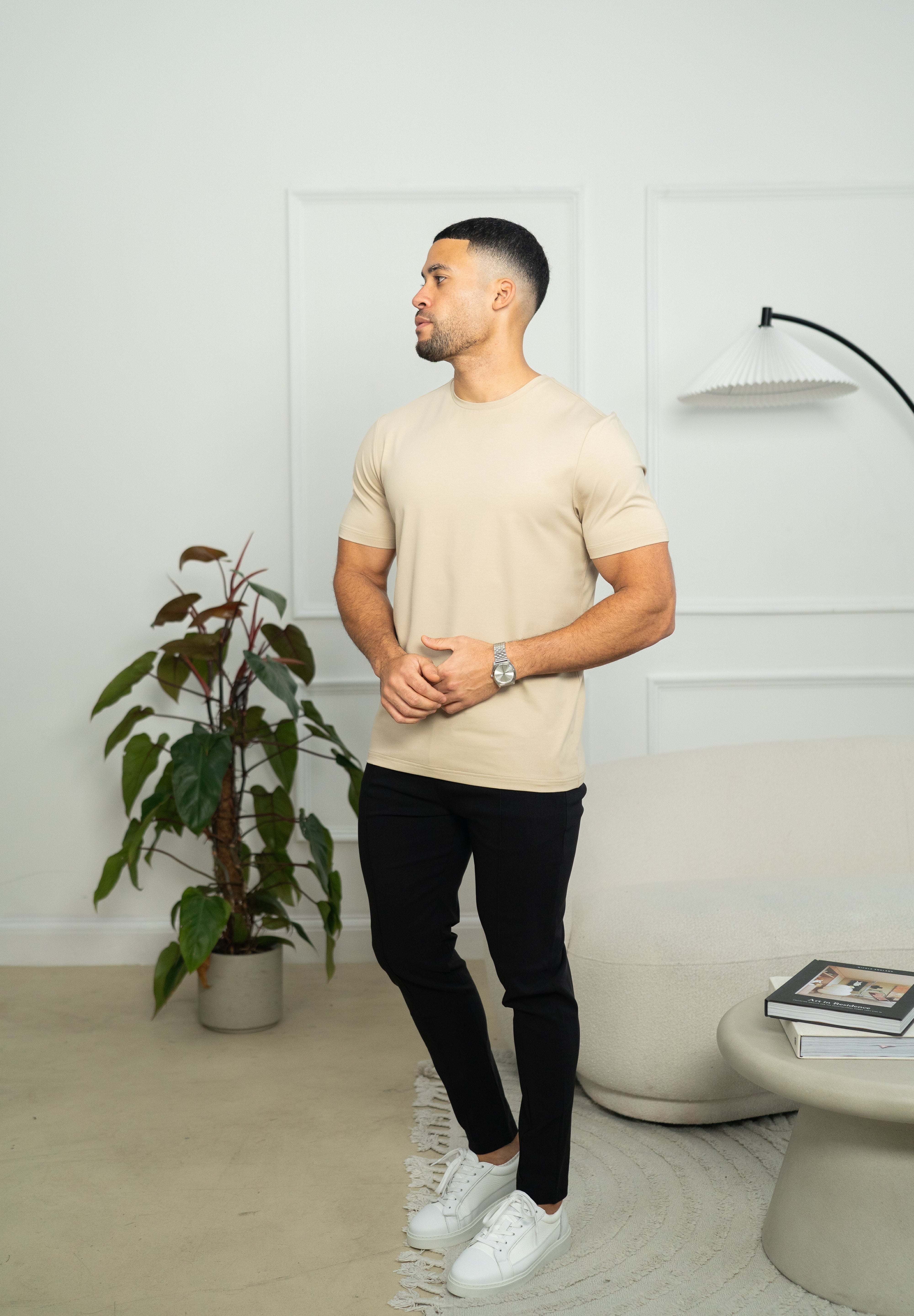 Capo Crew Neck Every Day Cotton T-Shirt - Stone