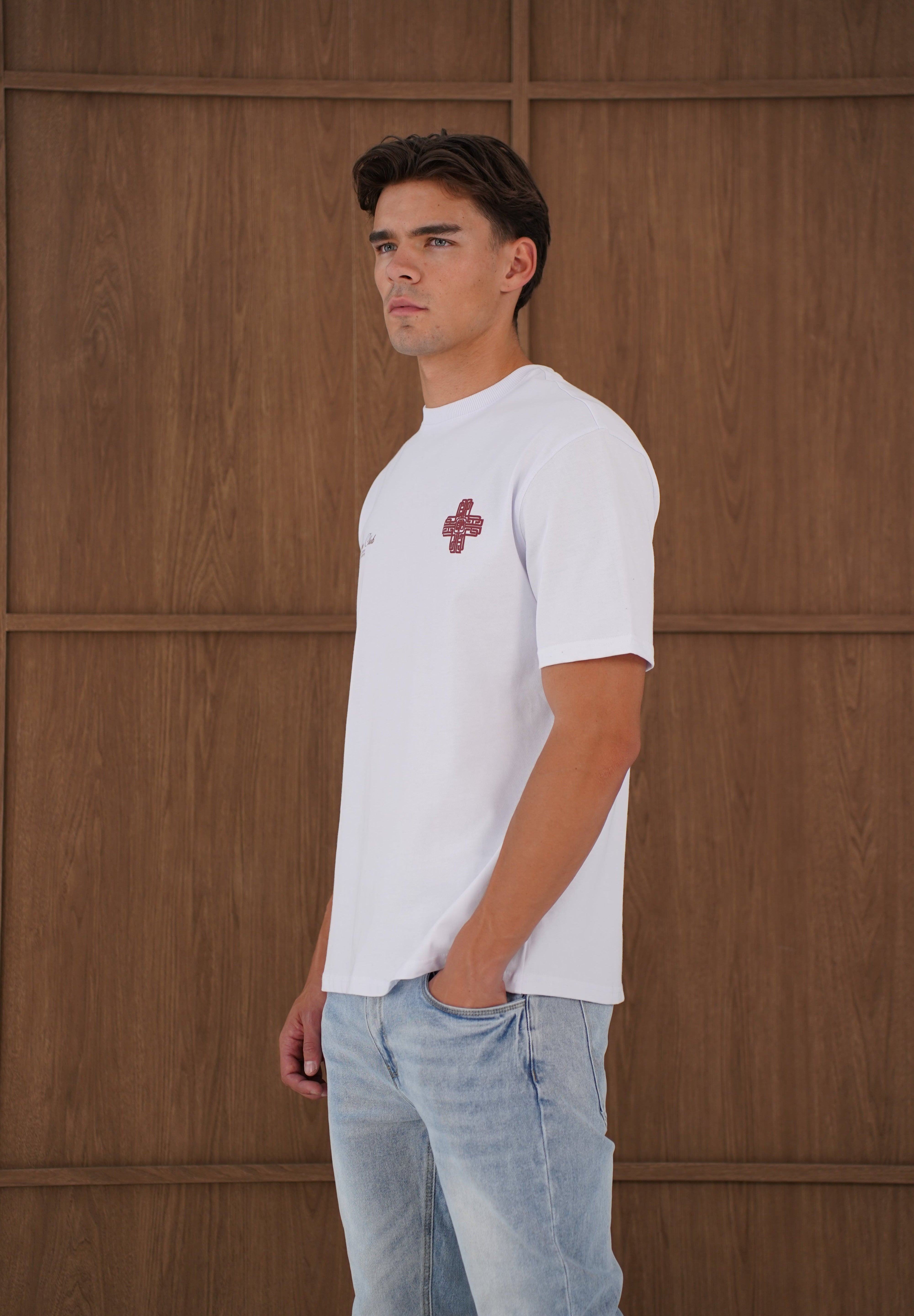 Capo Emblem T-Shirt - White/Burgundy