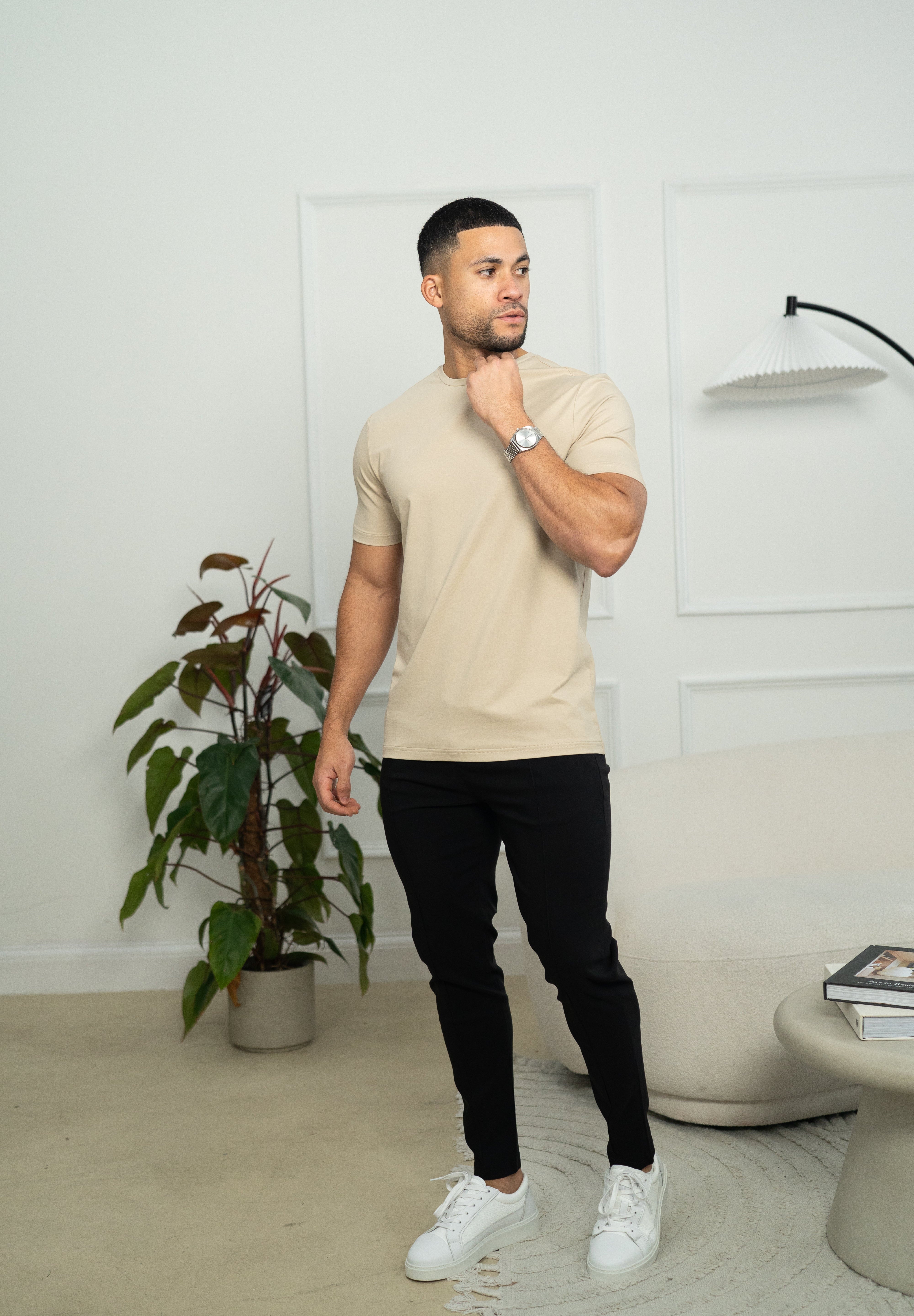 Capo Crew Neck Every Day Cotton T-Shirt - Stone
