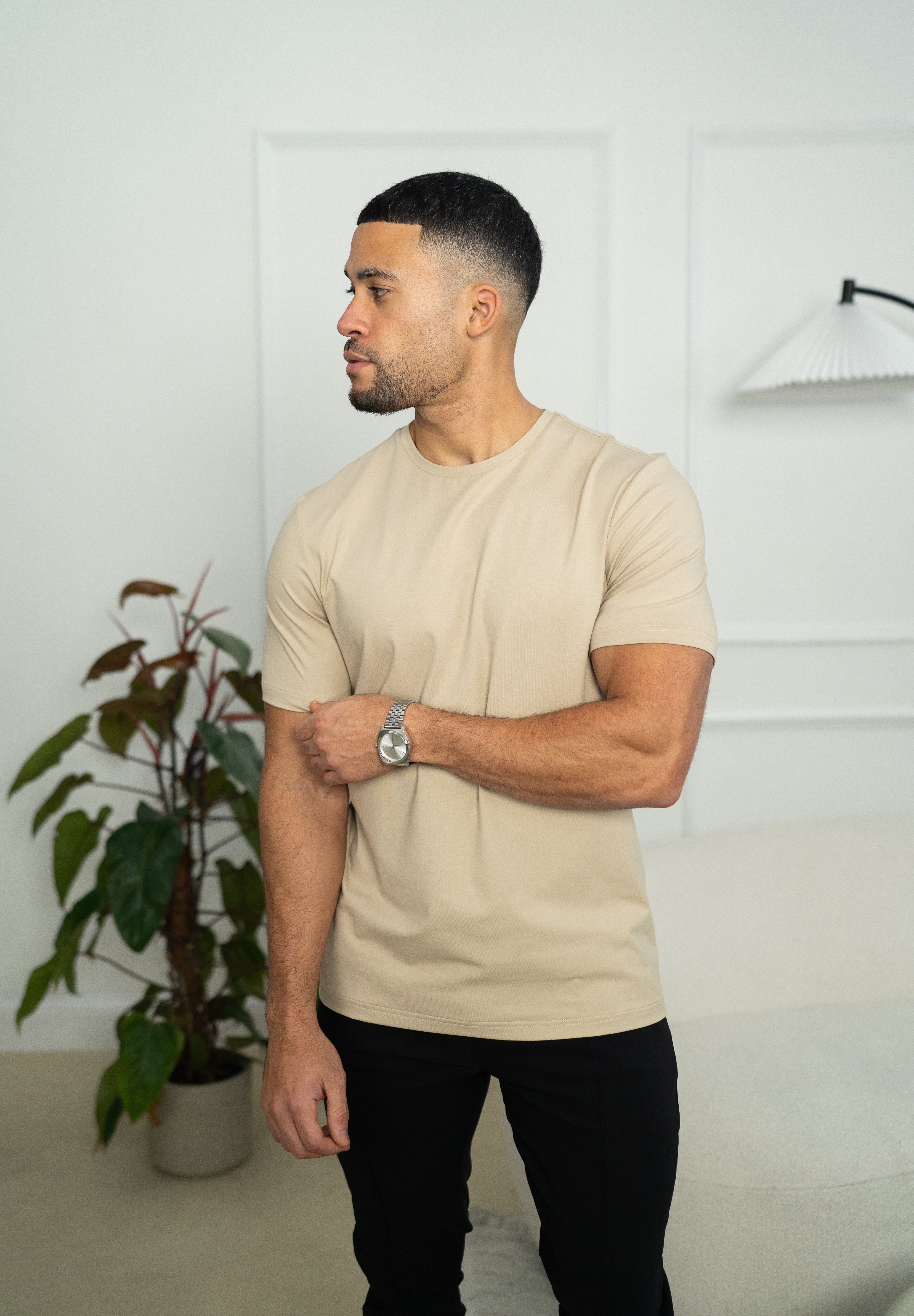 Capo Crew Neck Every Day Cotton T-Shirt - Stone