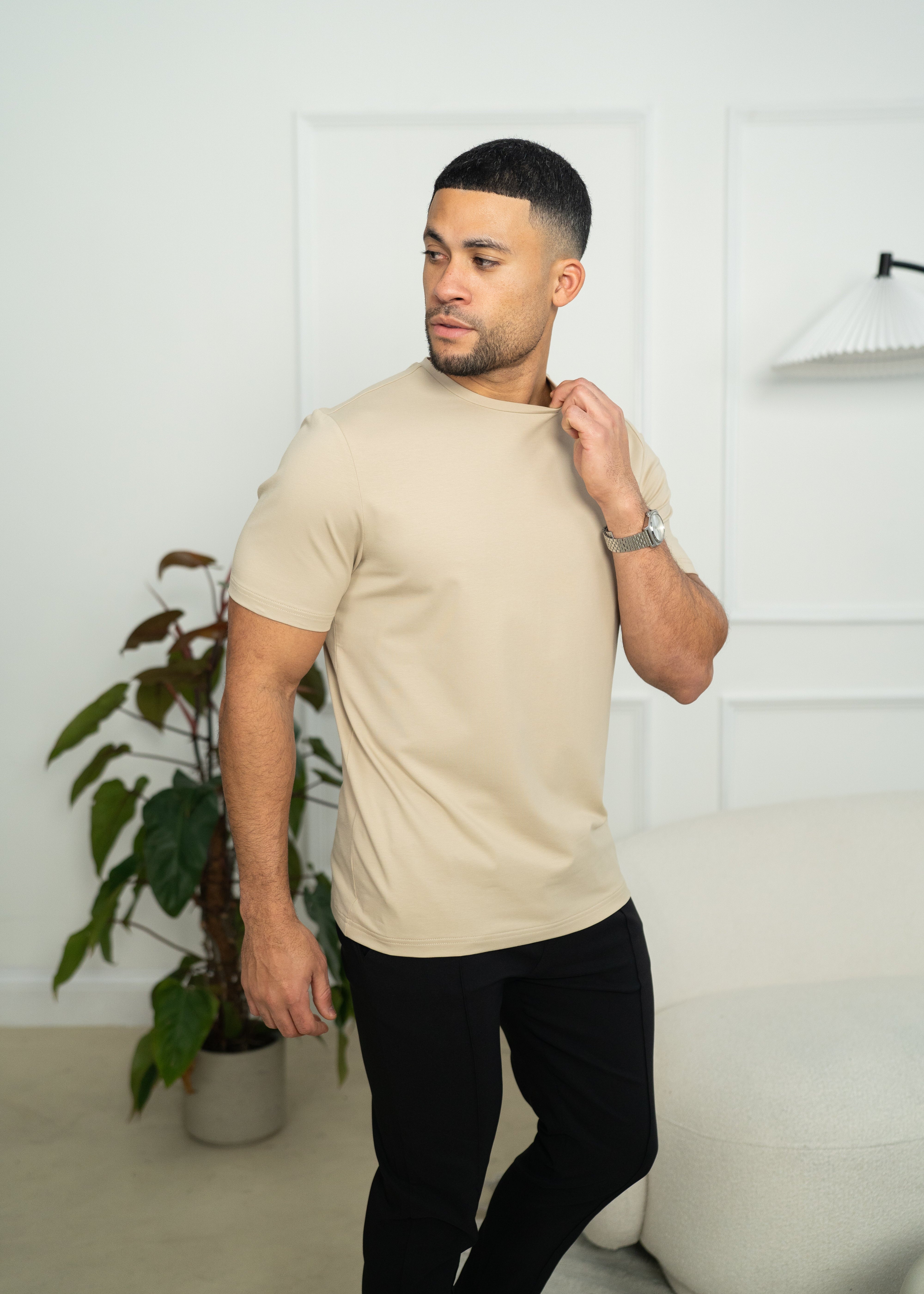 Capo Crew Neck Every Day Cotton T-Shirt - Stone