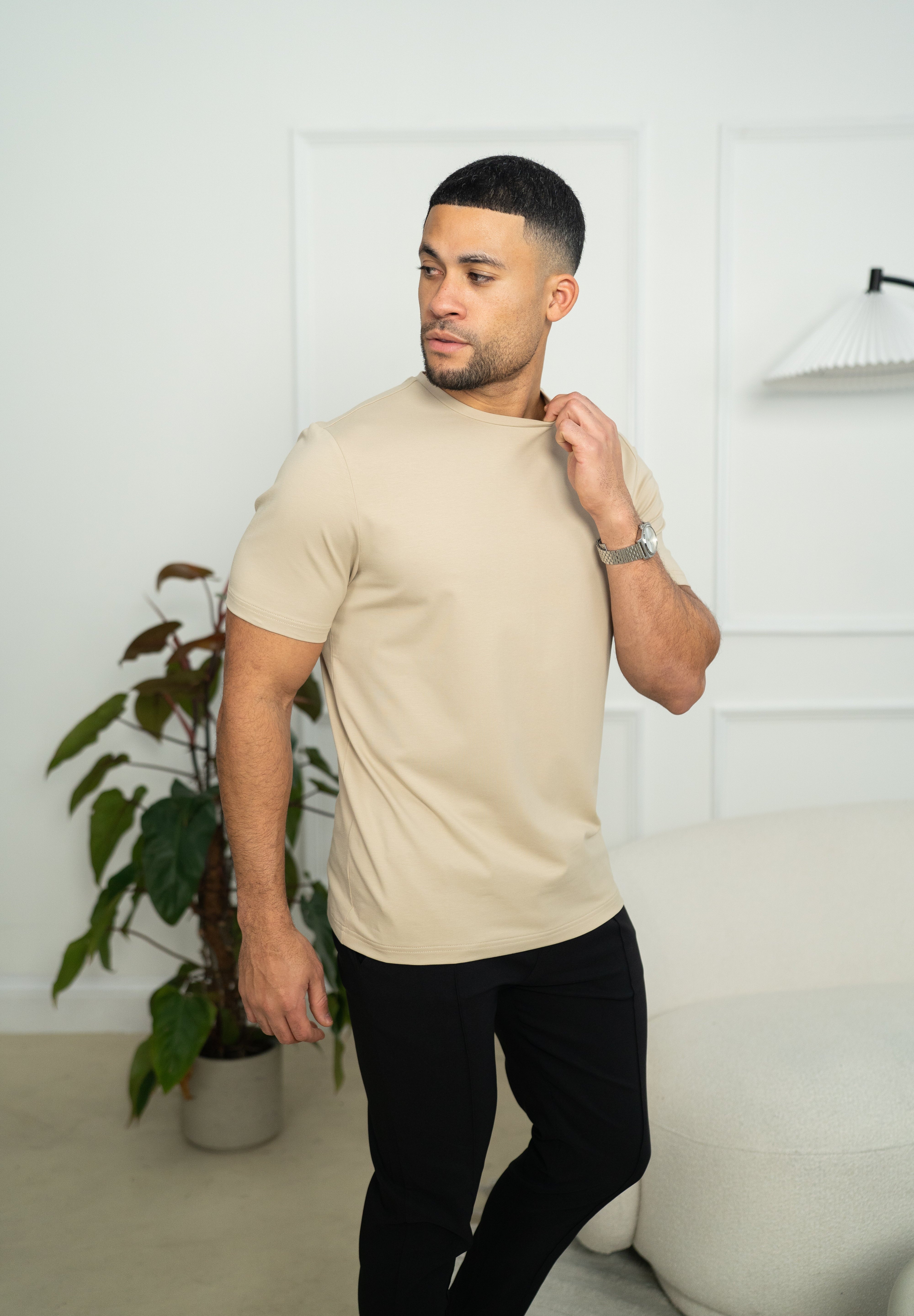 Capo Crew Neck Every Day Cotton T-Shirt - Stone