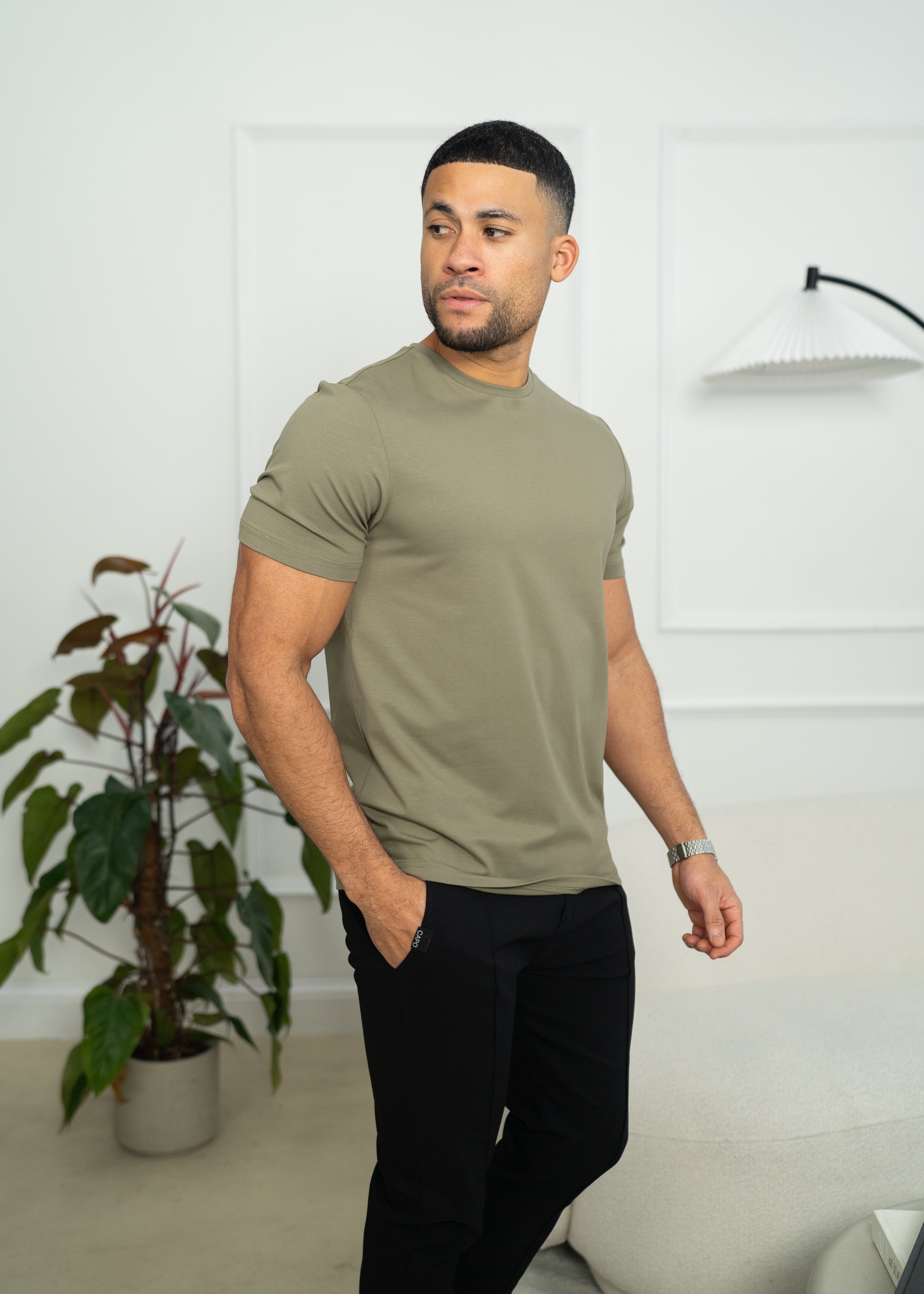 Capo Crew Neck Every Day Cotton T-Shirt - Olive