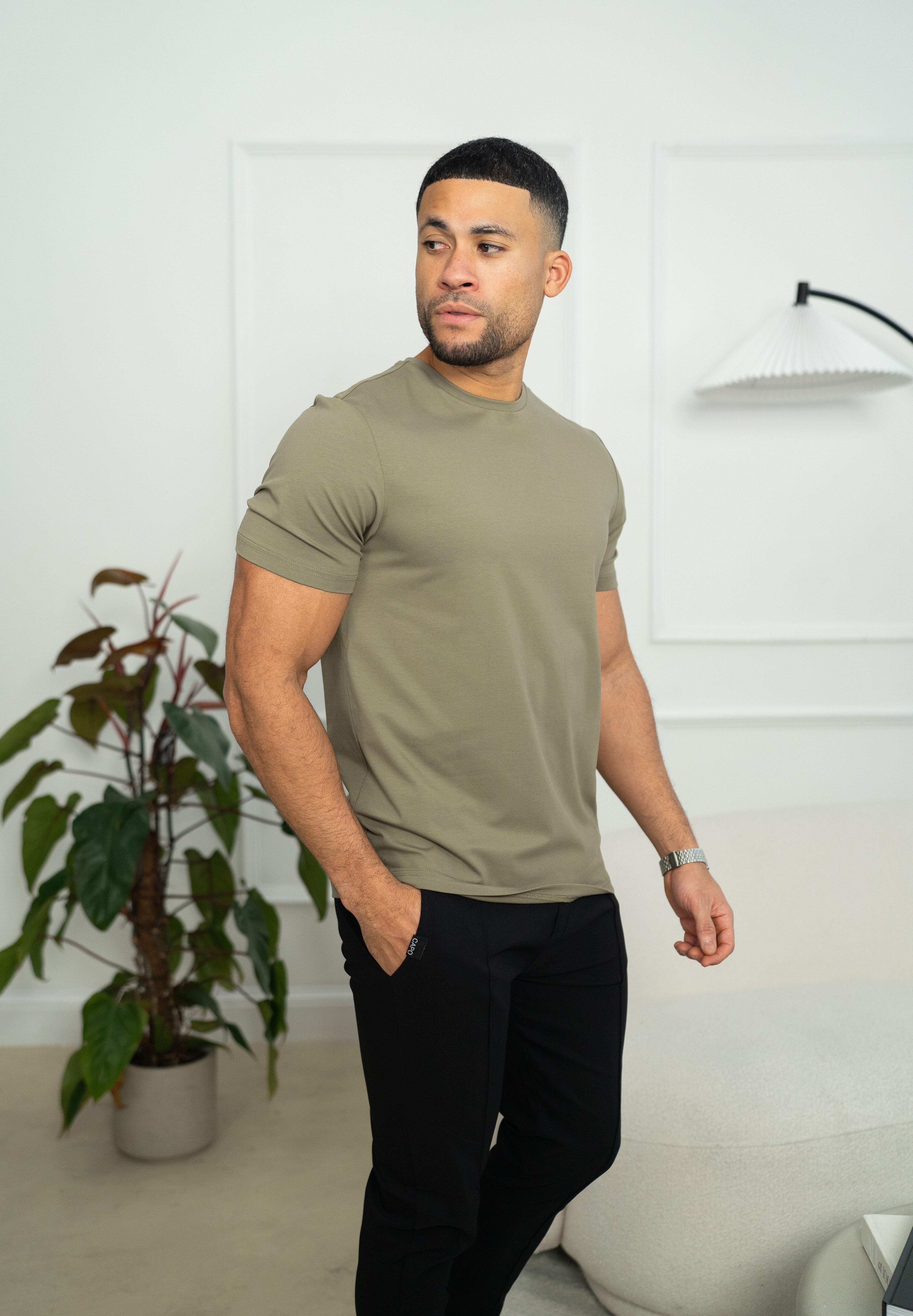 Capo Crew Neck Every Day Cotton T-Shirt - Olive