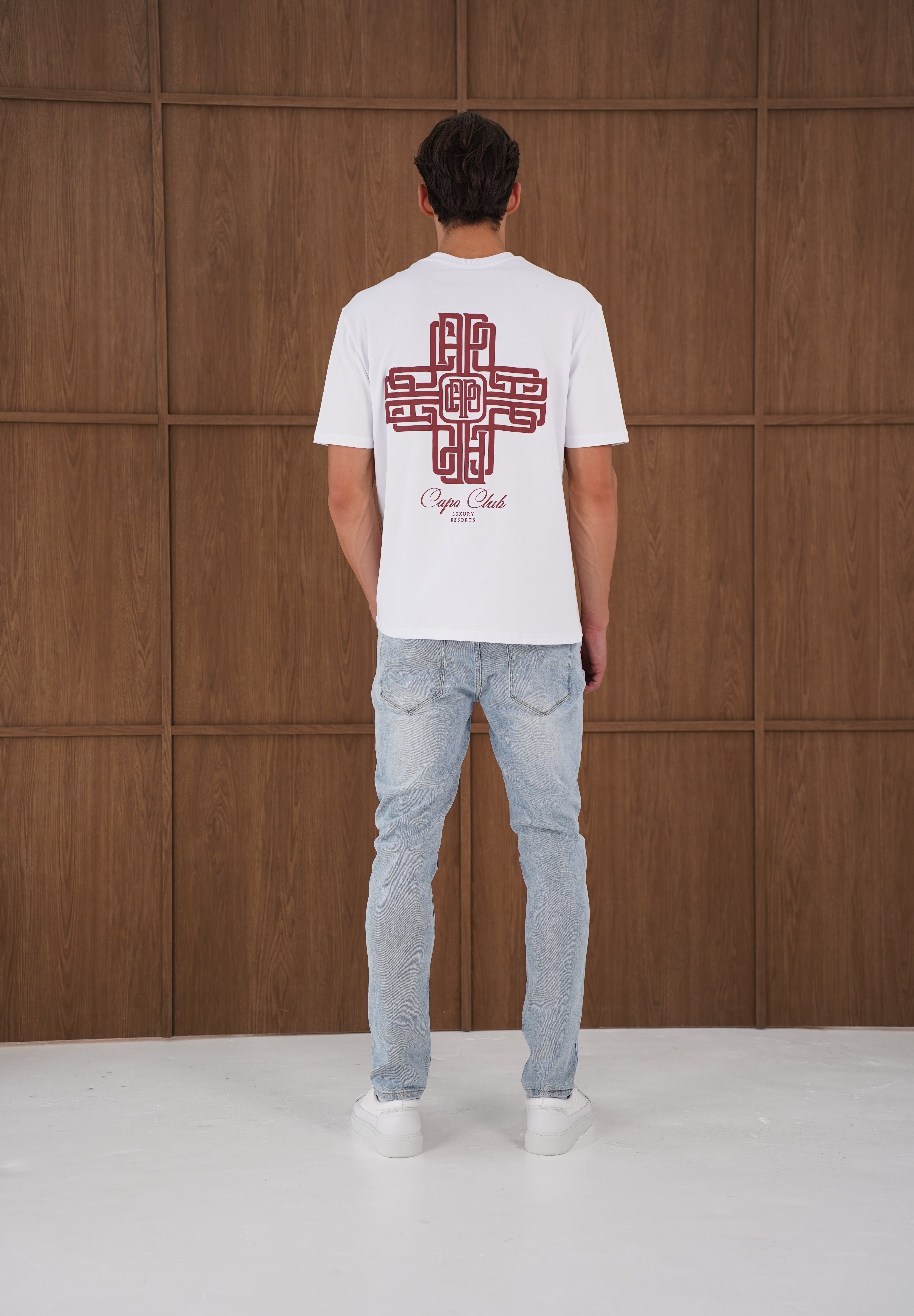 Capo Emblem T-Shirt - White/Burgundy