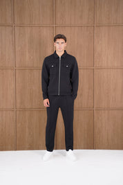 Capo Nick Zip Up Interlock Overshirt - Black