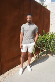 Capo Button Up SS Polo Shirt - Grey