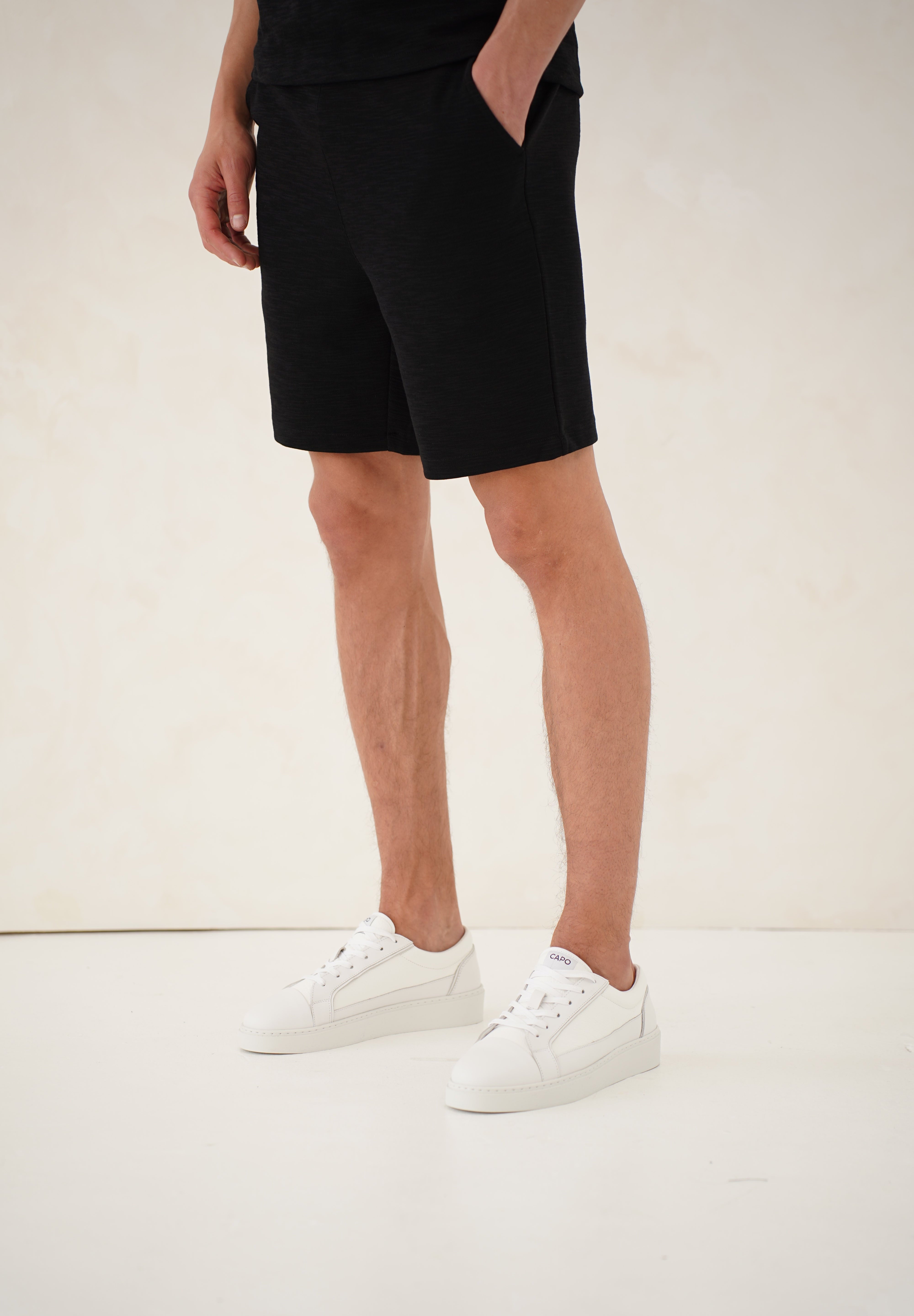 Capo Jersey Slub Shorts - Black