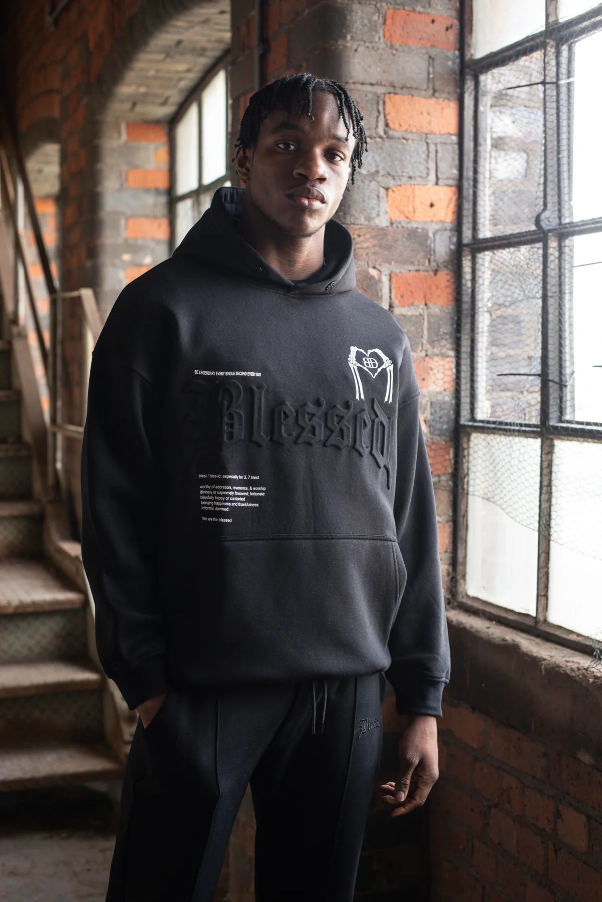 Blessed embossed signature boxy hoody